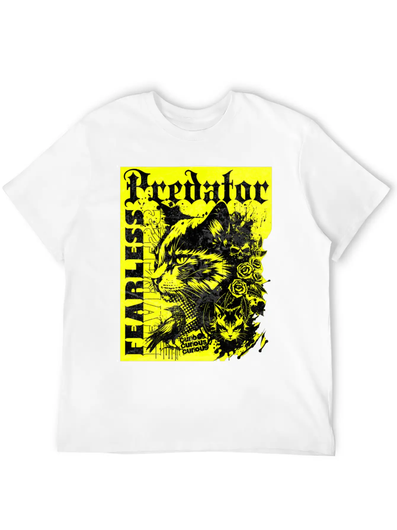 Meow Predator Fearless Cat Breathable Graphic T-Shirt – Perfect For Casual Days