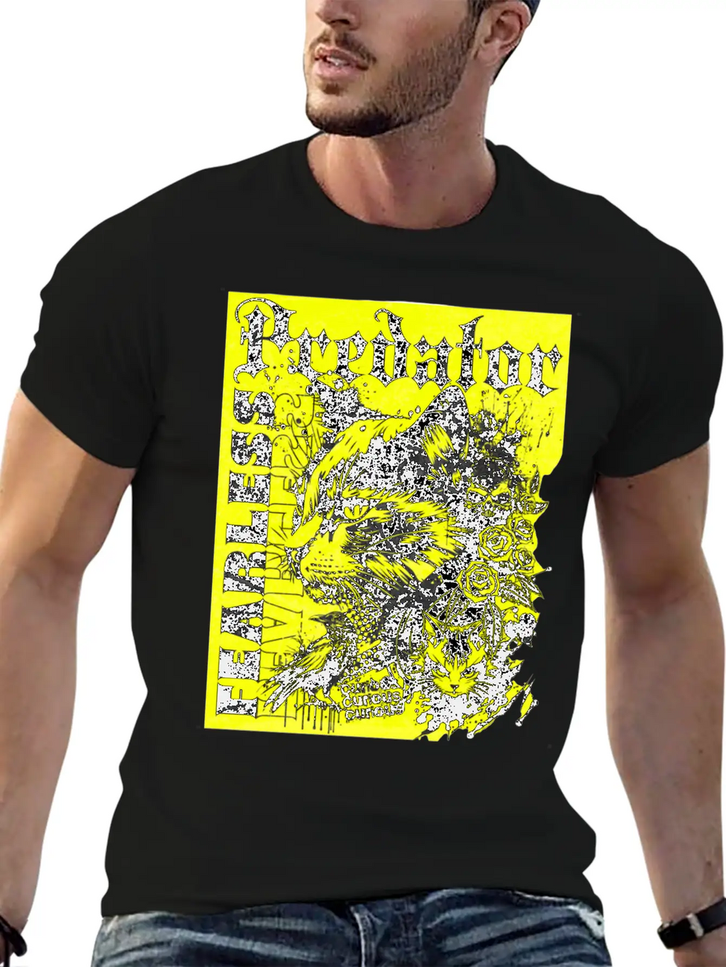 Meow Predator Fearless Cat Breathable Graphic T-Shirt – Perfect For Casual Days