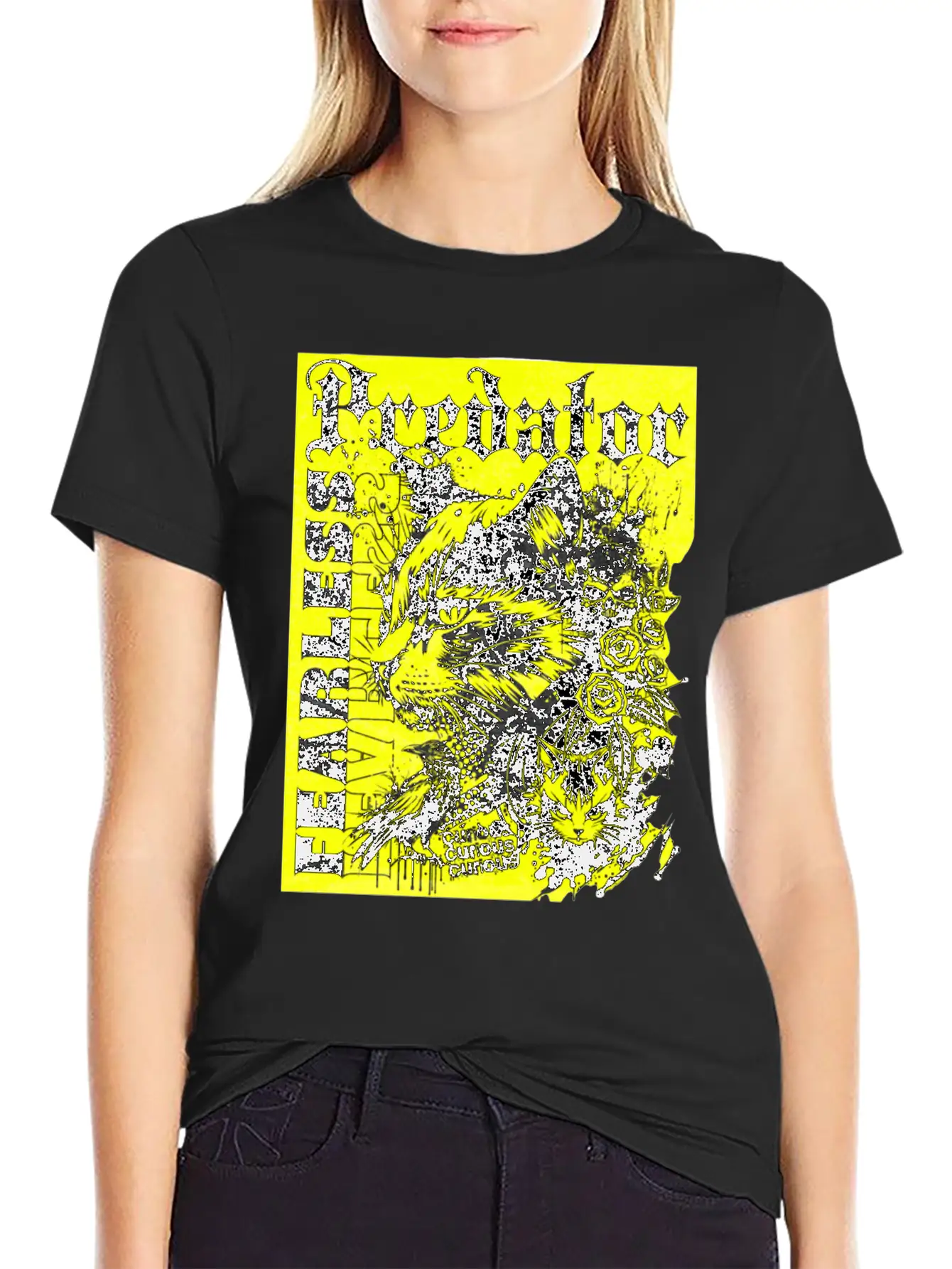 Meow Predator Fearless Cat Breathable Graphic T-Shirt – Perfect For Casual Days