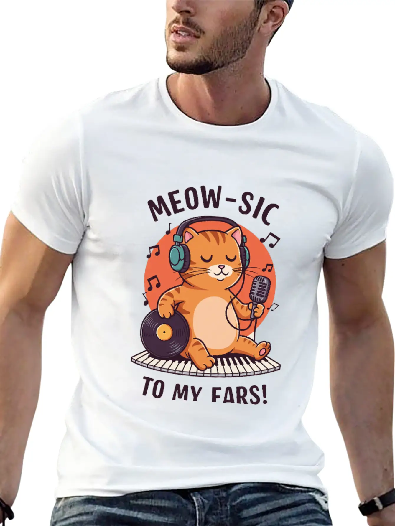 Meow-sic To My Ears Classic Cotton Tee – Unisex Comfort For Any Season