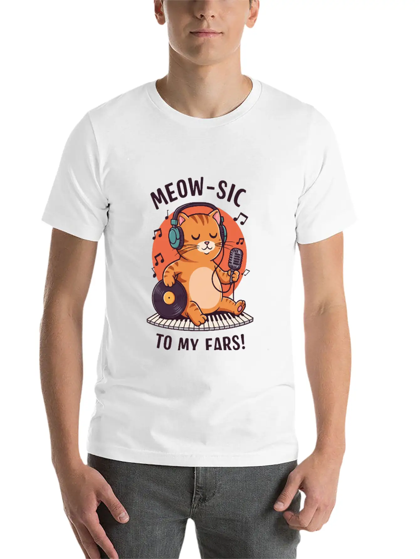 Meow-sic To My Ears Classic Cotton Tee – Unisex Comfort For Any Season