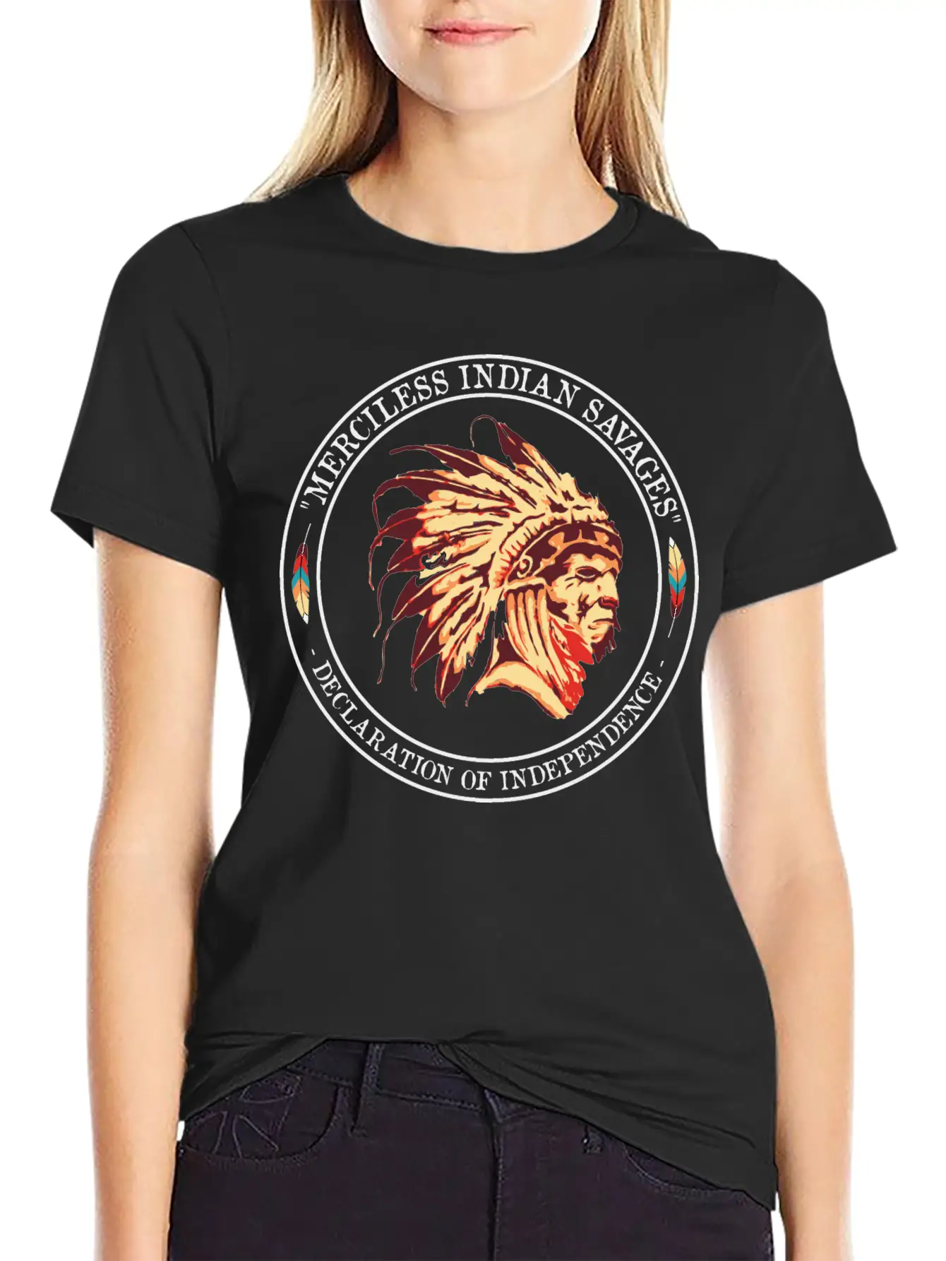 Merciless Indian Savages Declaration Of Independec Basic Graphic T-Shirt – Daily Comfort In Soft Cotton