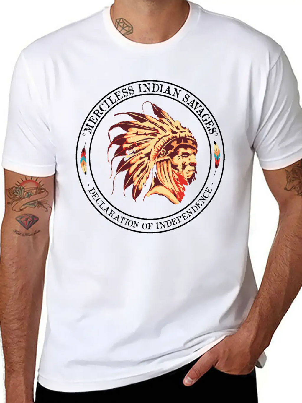 Merciless Indian Savages Declaration Of Independec Basic Graphic T-Shirt – Daily Comfort In Soft Cotton