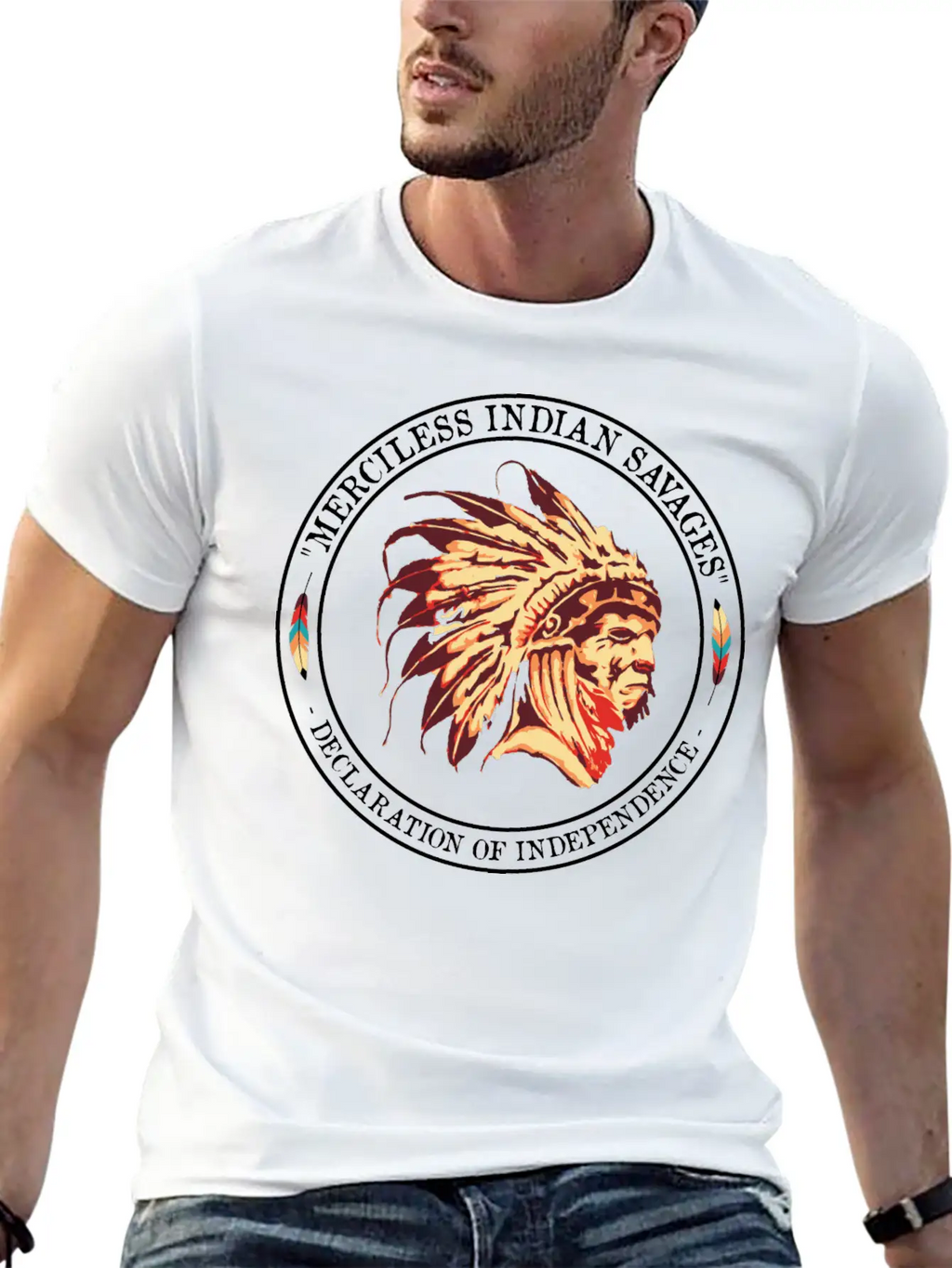 Merciless Indian Savages Declaration Of Independec Basic Graphic T-Shirt – Daily Comfort In Soft Cotton