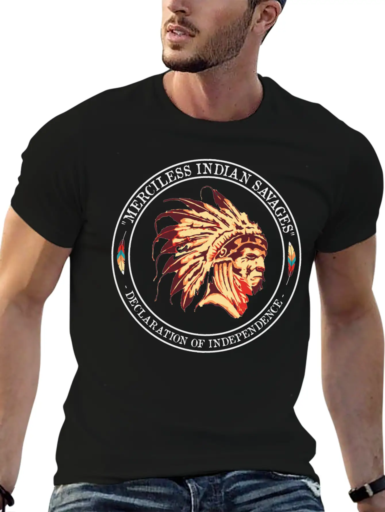 Merciless Indian Savages Declaration Of Independec Basic Graphic T-Shirt – Daily Comfort In Soft Cotton