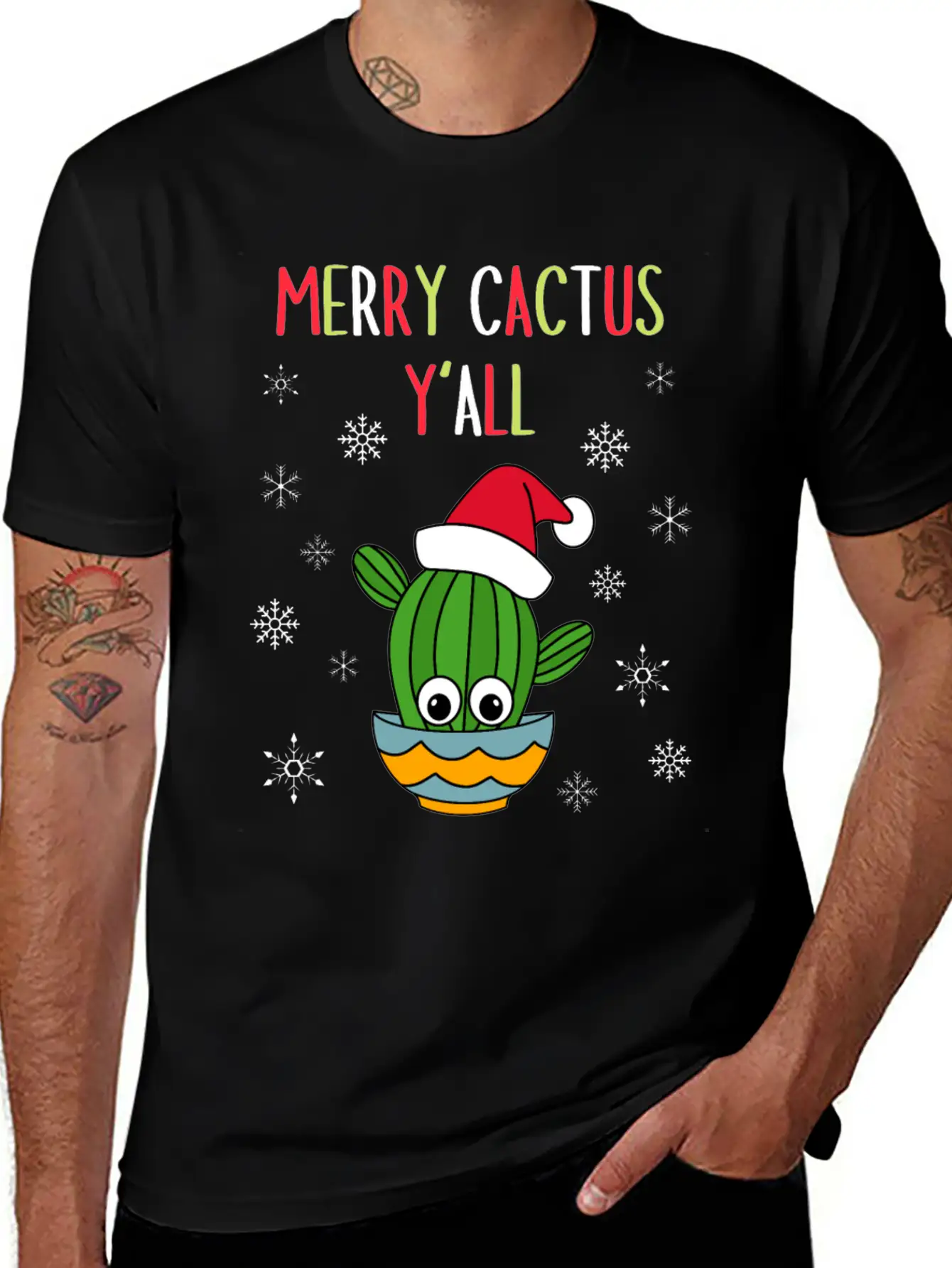 Merry Cactus Y'all - Cactus With A Santa Hat In A Classic Cotton Tee – Unisex Comfort For Any Season