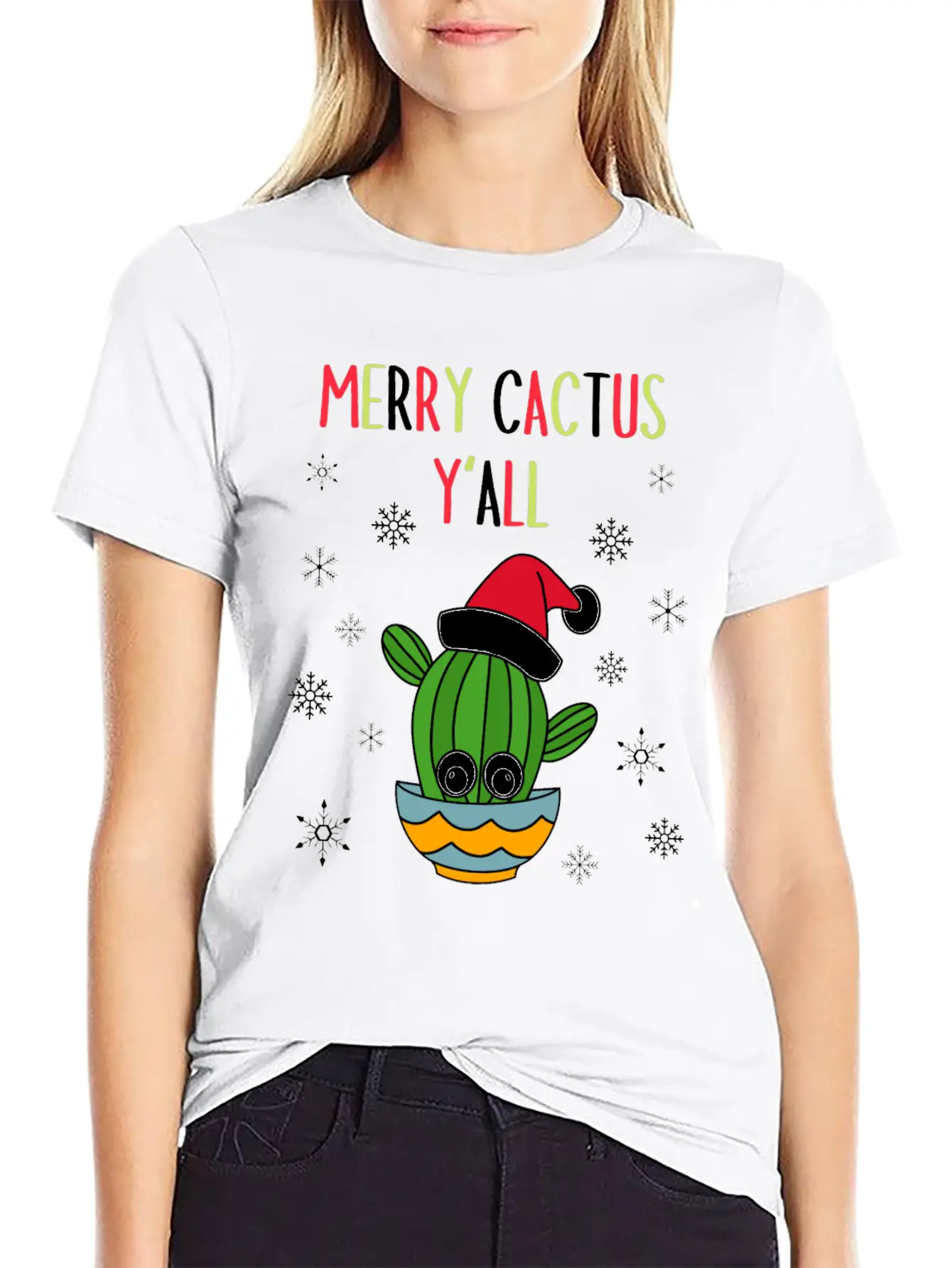 Merry Cactus Y'all - Cactus With A Santa Hat In A Classic Cotton Tee – Unisex Comfort For Any Season