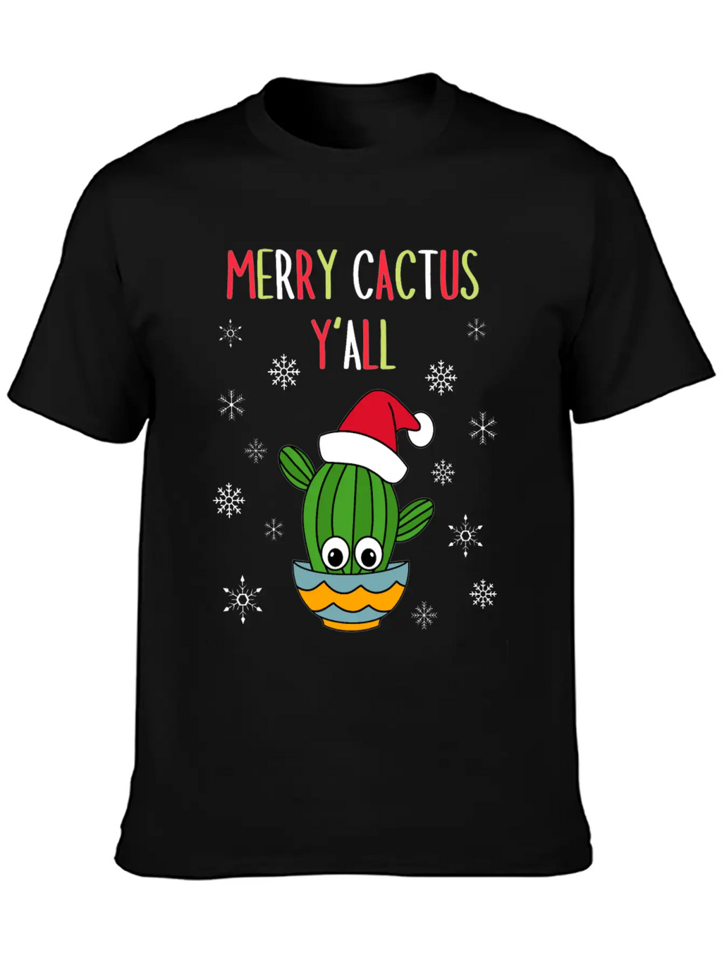 Merry Cactus Y'all - Cactus With A Santa Hat In A Classic Cotton Tee – Unisex Comfort For Any Season