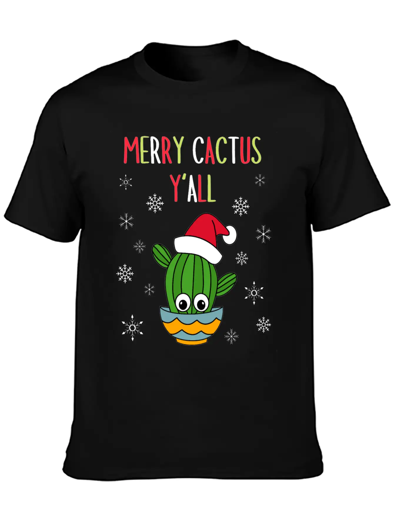 Merry Cactus Y'all - Cactus With A Santa Hat In A Classic Cotton Tee – Unisex Comfort For Any Season