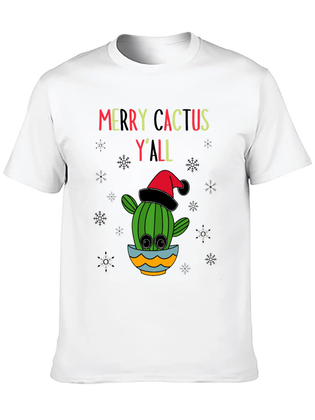 Merry Cactus Y'all - Cactus With A Santa Hat In A Classic Cotton Tee – Unisex Comfort For Any Season