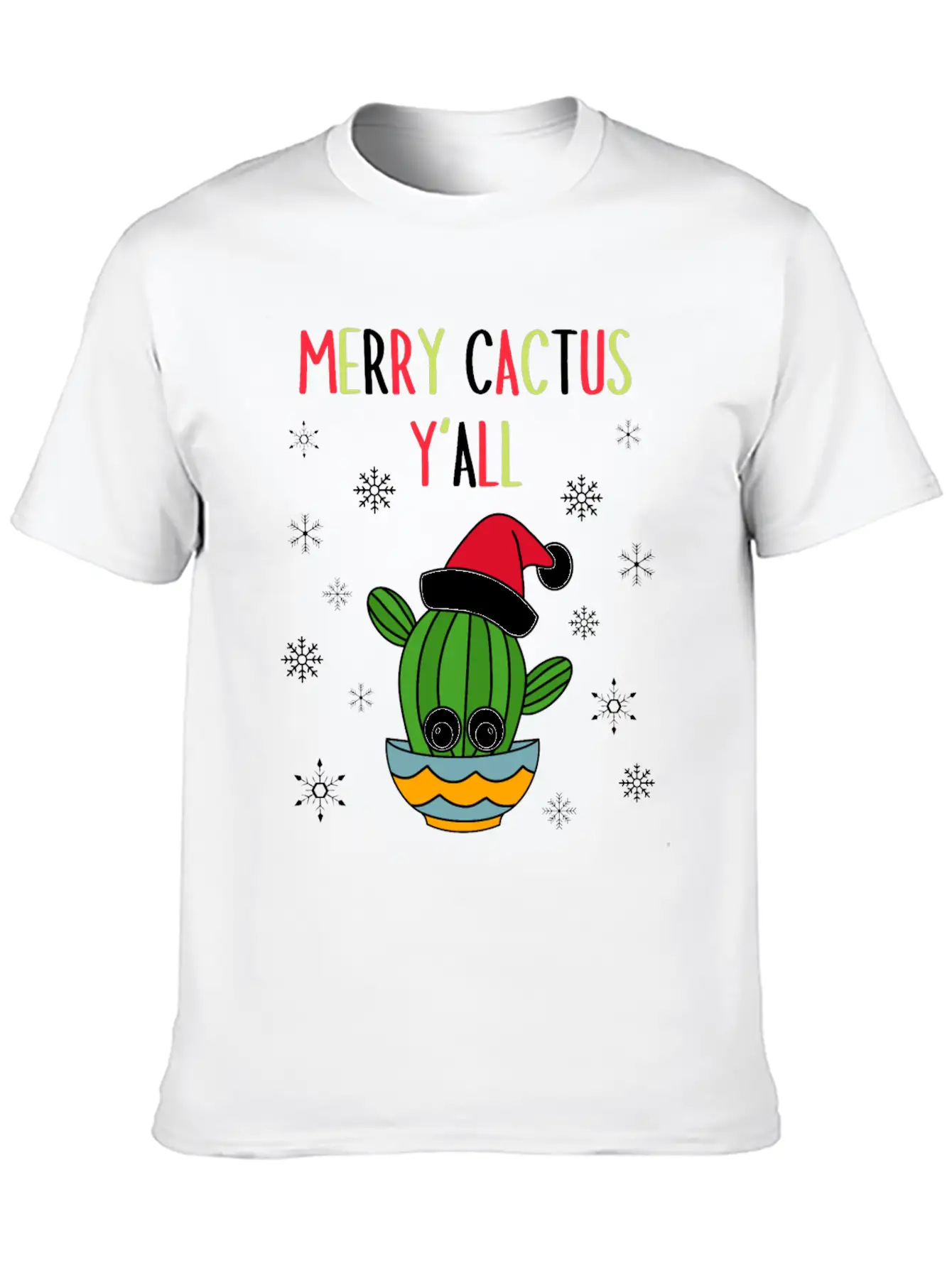 Merry Cactus Y'all - Cactus With A Santa Hat In A Classic Cotton Tee – Unisex Comfort For Any Season