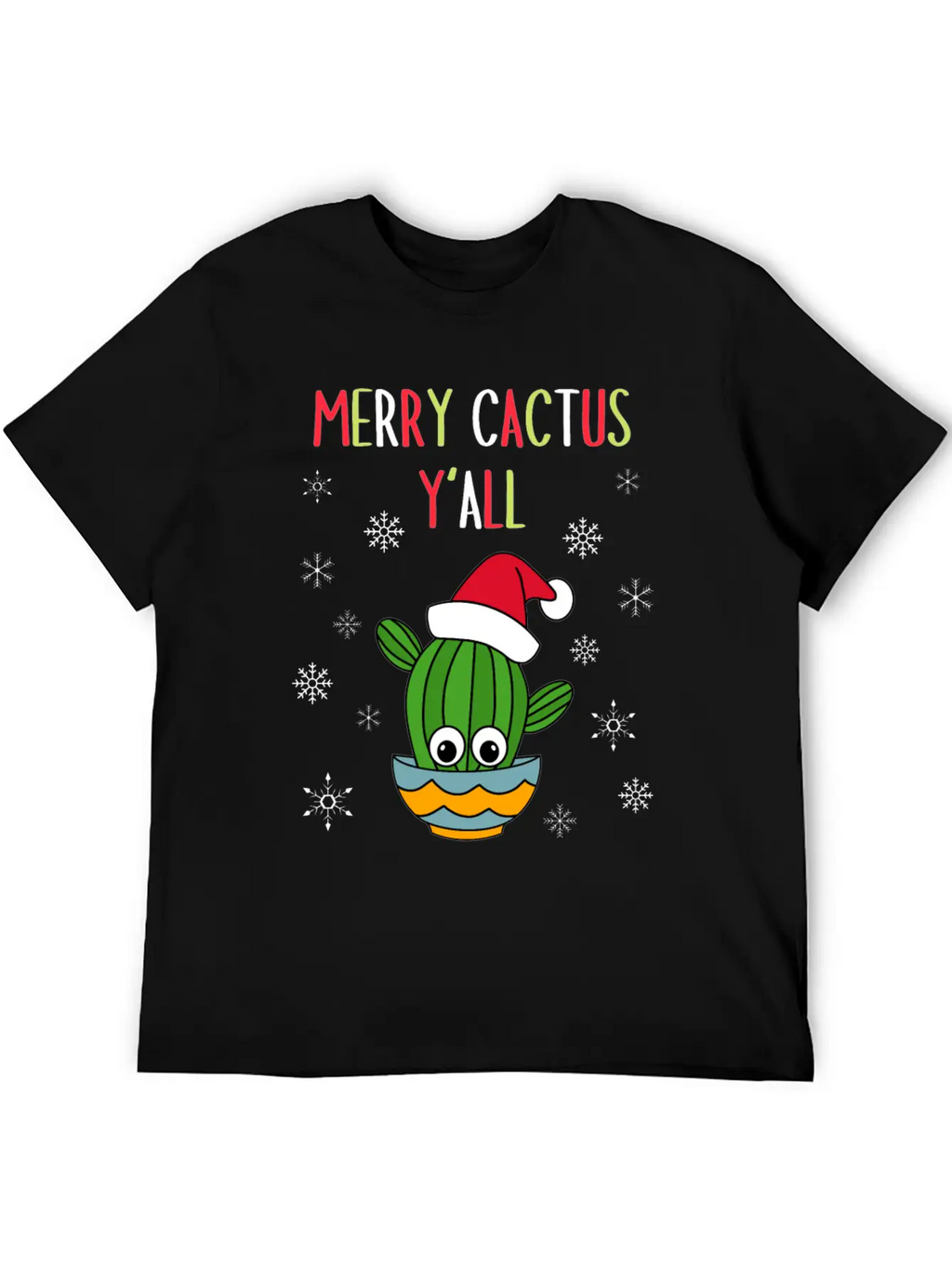 Merry Cactus Y'all - Cactus With A Santa Hat In A Classic Cotton Tee – Unisex Comfort For Any Season