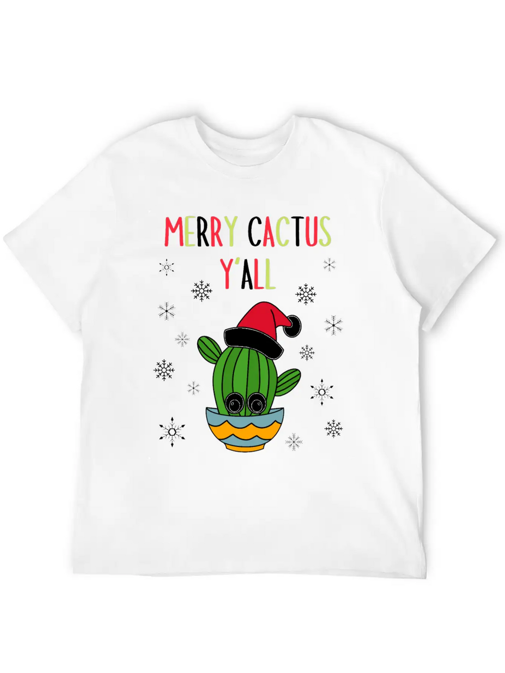 Merry Cactus Y'all - Cactus With A Santa Hat In A Classic Cotton Tee – Unisex Comfort For Any Season