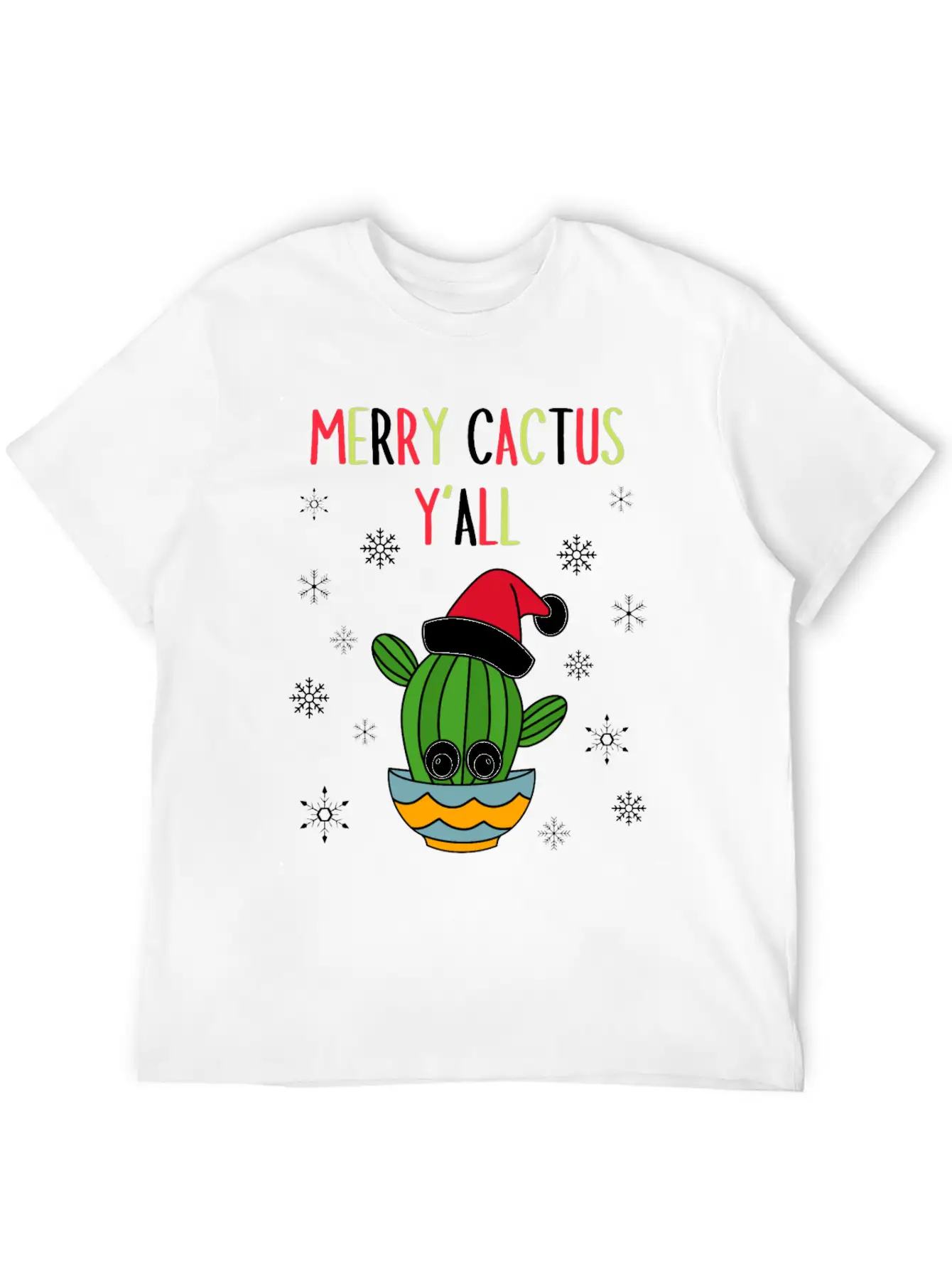 Merry Cactus Y'all - Cactus With A Santa Hat In A Classic Cotton Tee – Unisex Comfort For Any Season
