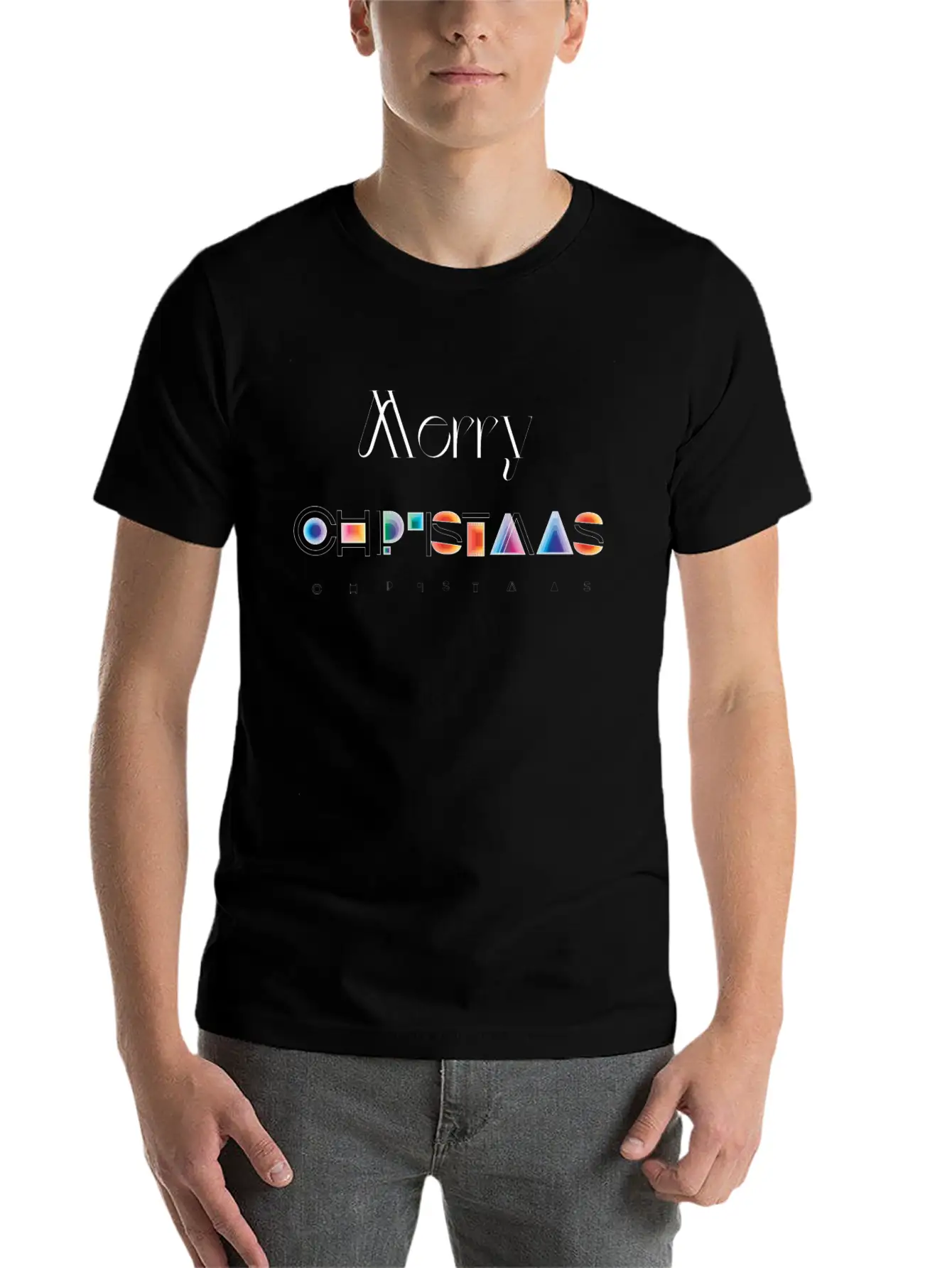 Merry Christmas Modern Abstract Gradient Breathable Graphic T-Shirt – Perfect For Casual Days