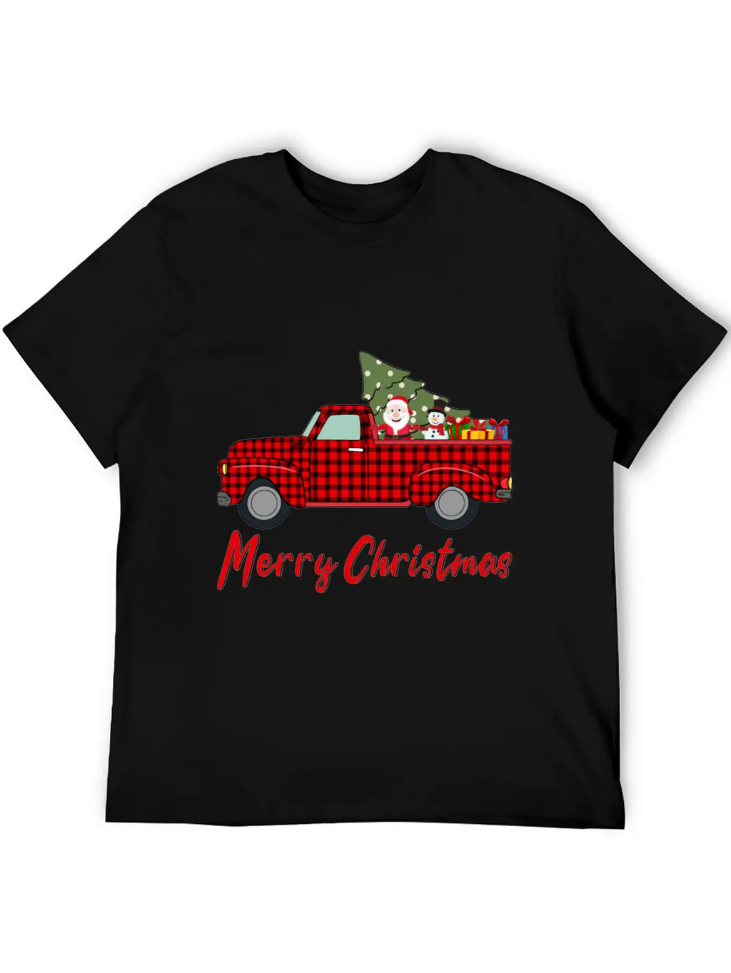 Merry Christmas Red Buffalo Plaid Truck Timeless Short Sleeve Tee – Comfy And Minimalist Design