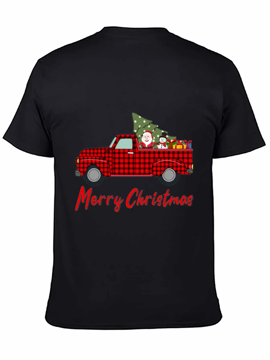 Merry Christmas Red Buffalo Plaid Truck Timeless Short Sleeve Tee – Comfy And Minimalist Design
