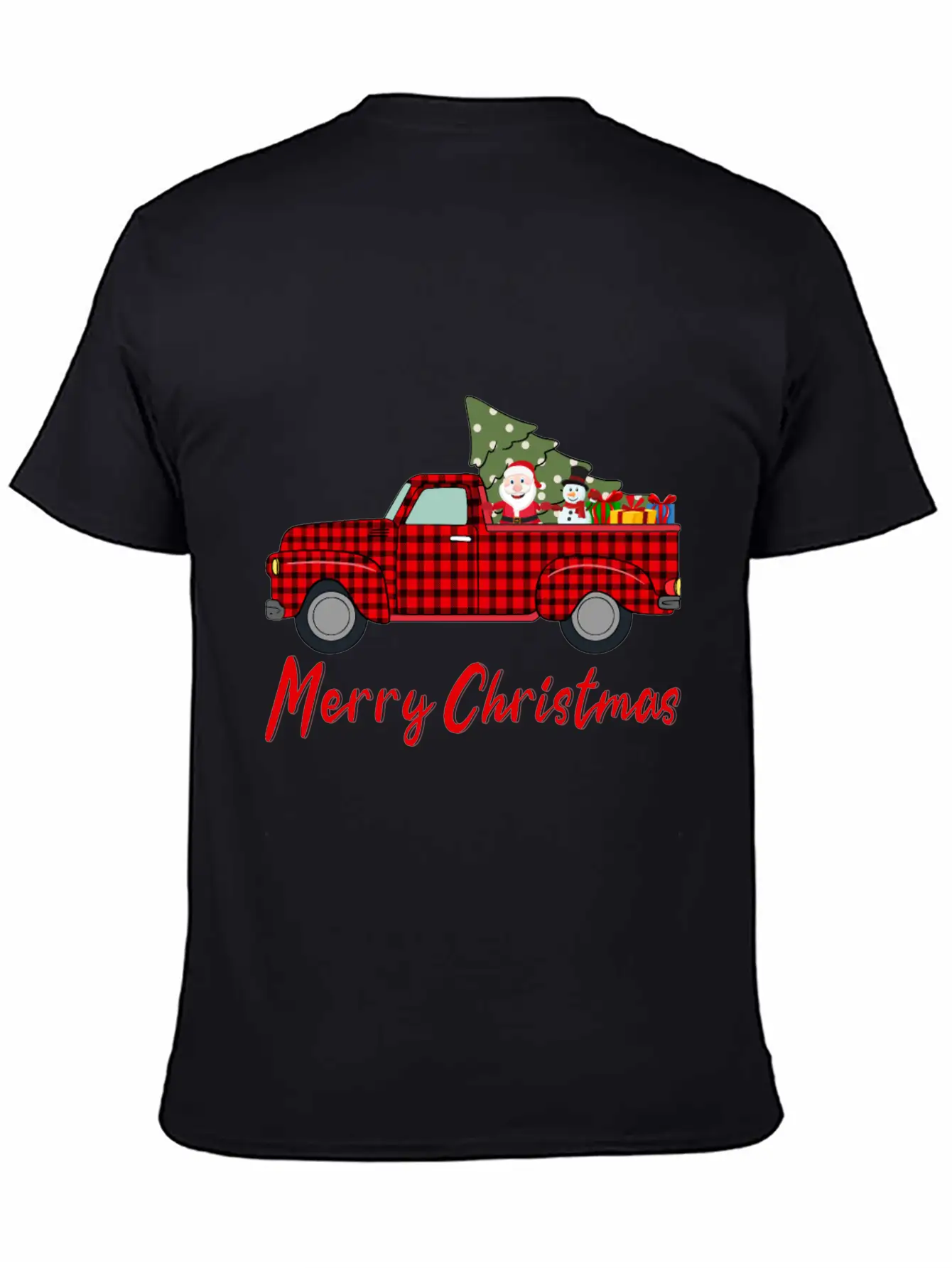 Merry Christmas Red Buffalo Plaid Truck Timeless Short Sleeve Tee – Comfy And Minimalist Design