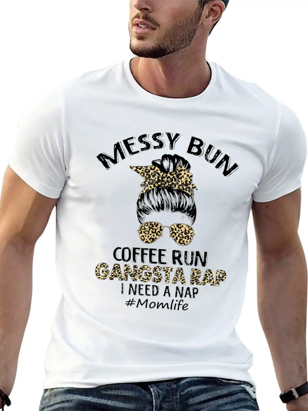 Messy Bun Coffee Run Gangsta Rap Mom Life Hair Essential Cotton Tee For Daily Outfits – Unisex Style