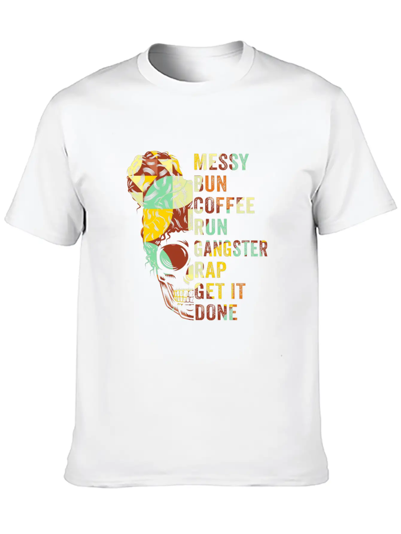 Messy Bun Run Rap Nap Perfect For Coffee Lovers Timeless Short Sleeve Tee – Comfy And Minimalist Design