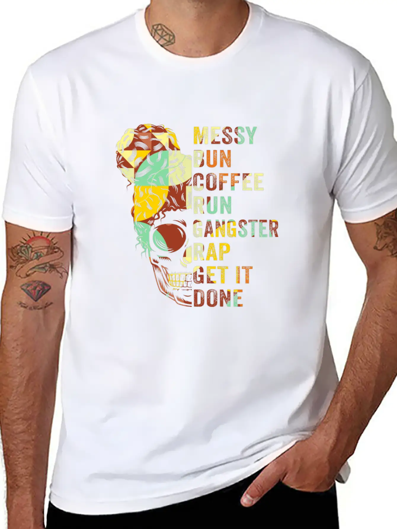 Messy Bun Run Rap Nap Perfect For Coffee Lovers Timeless Short Sleeve Tee – Comfy And Minimalist Design