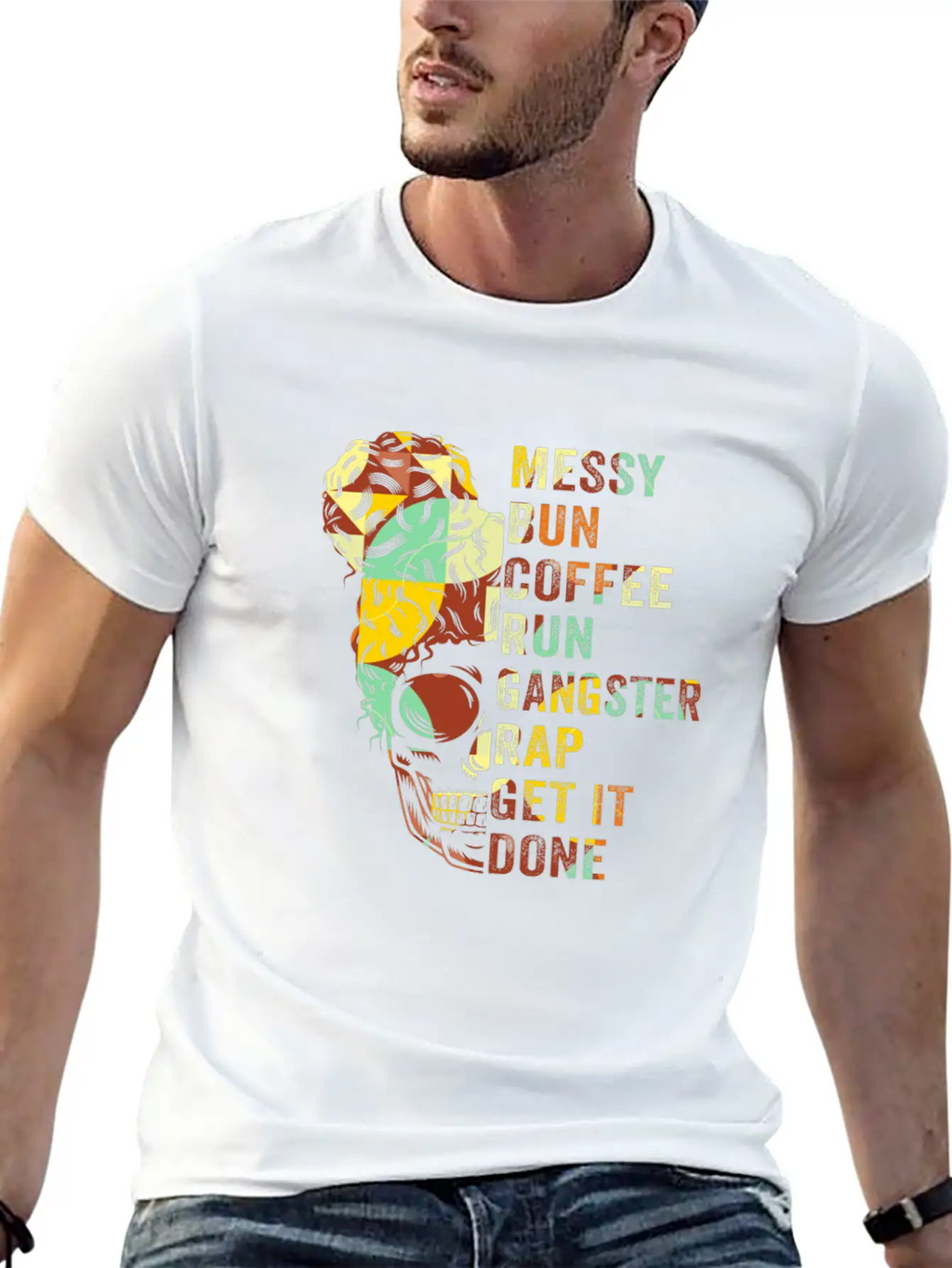 Messy Bun Run Rap Nap Perfect For Coffee Lovers Timeless Short Sleeve Tee – Comfy And Minimalist Design