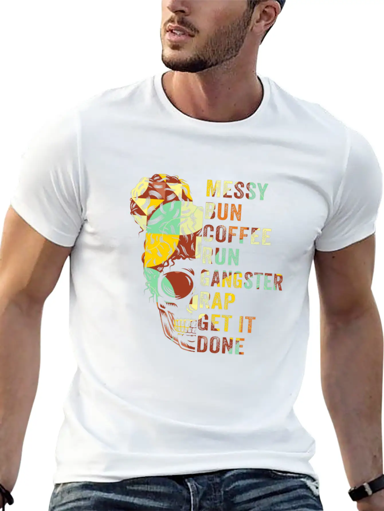 Messy Bun Run Rap Nap Perfect For Coffee Lovers Timeless Short Sleeve Tee – Comfy And Minimalist Design