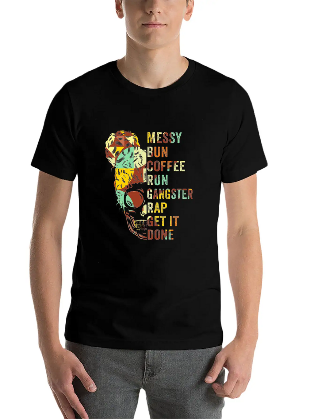 Messy Bun Run Rap Nap Perfect For Coffee Lovers Timeless Short Sleeve Tee – Comfy And Minimalist Design
