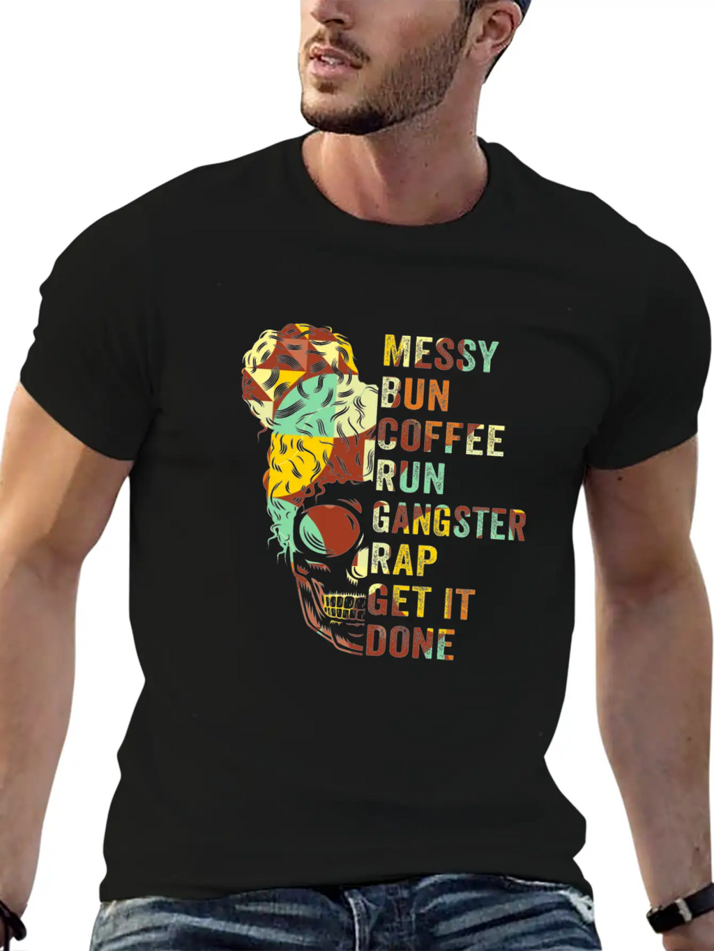 Messy Bun Run Rap Nap Perfect For Coffee Lovers Timeless Short Sleeve Tee – Comfy And Minimalist Design