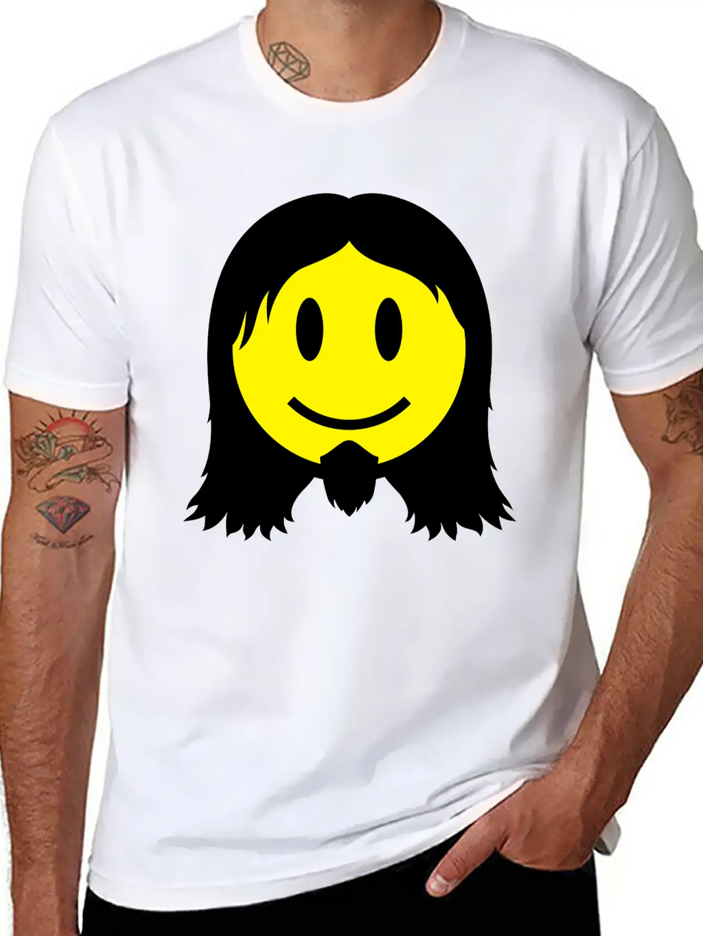 Metal Smiley Icon 2c Modern Fit Casual T-Shirt – Clean And Versatile Design