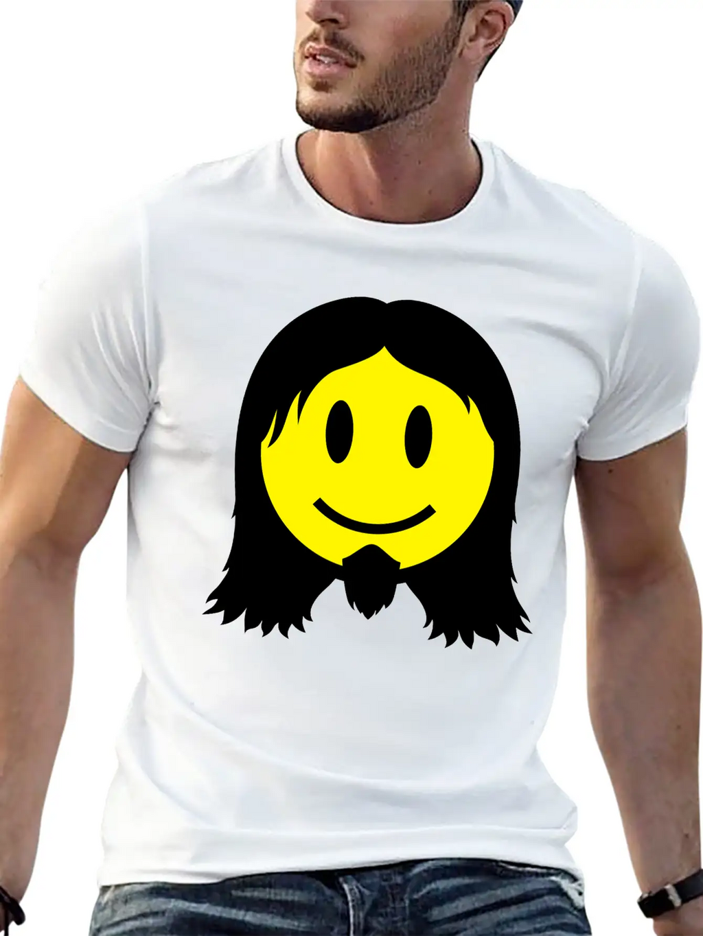 Metal Smiley Icon 2c Modern Fit Casual T-Shirt – Clean And Versatile Design