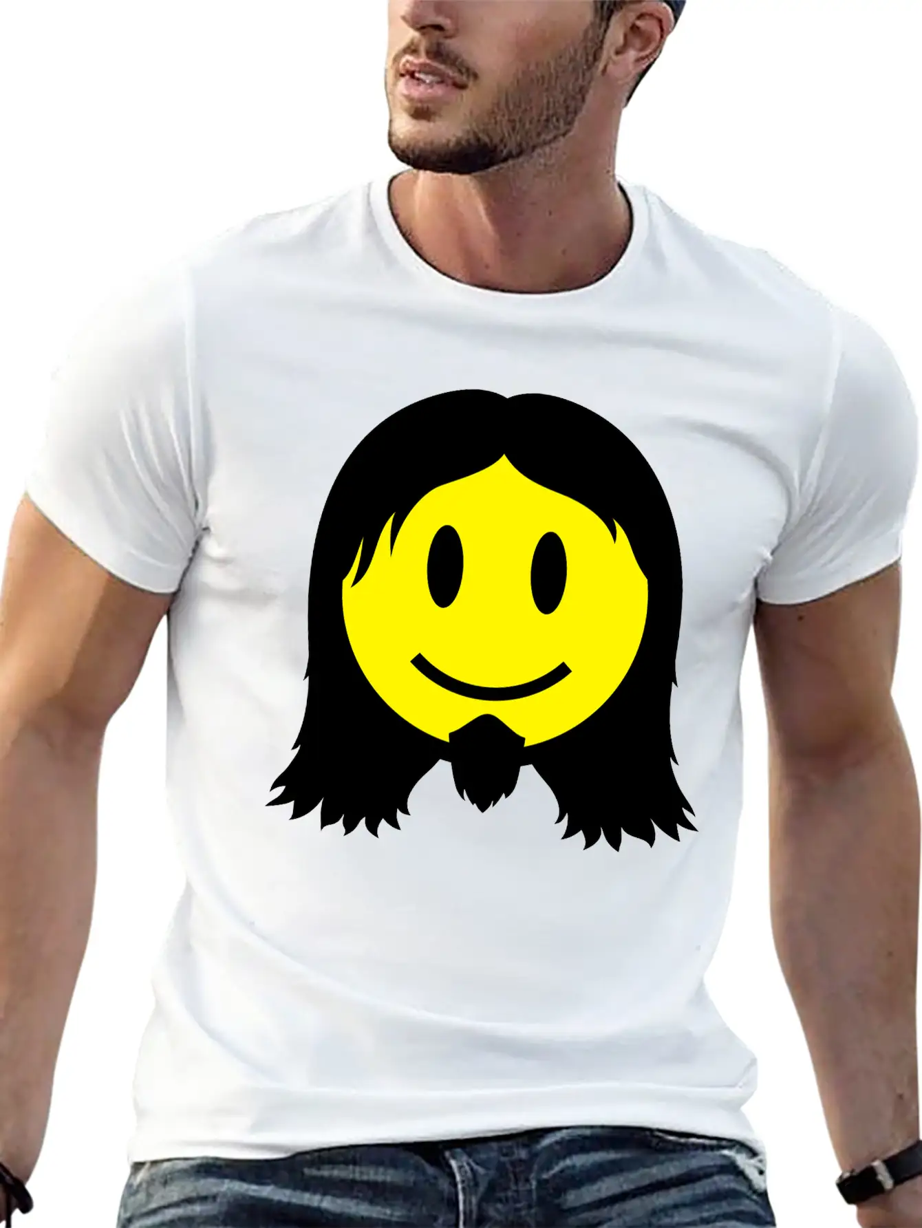 Metal Smiley Icon 2c Modern Fit Casual T-Shirt – Clean And Versatile Design