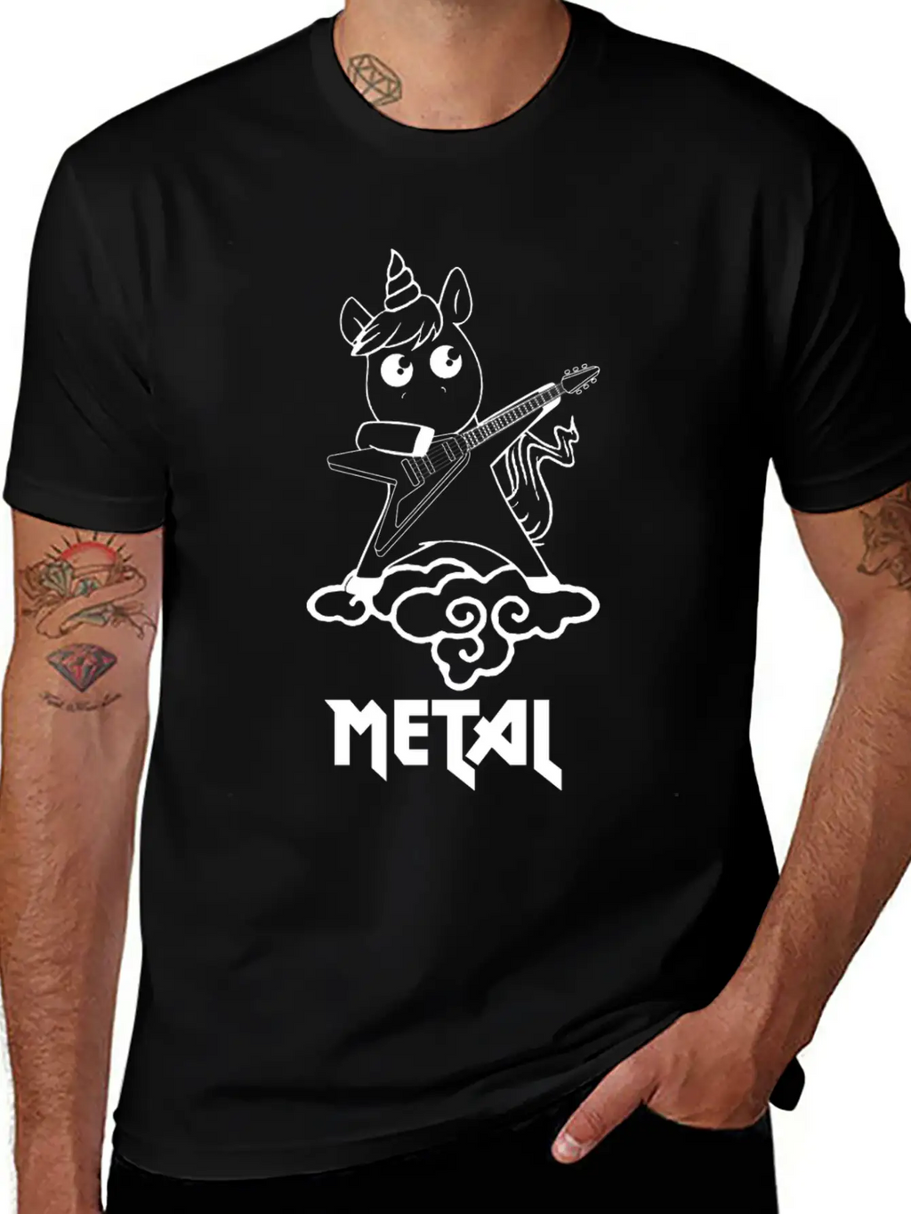 Metal Unicorn - Unicorn Loves Metal Basic Graphic T-Shirt – Daily Comfort In Soft Cotton