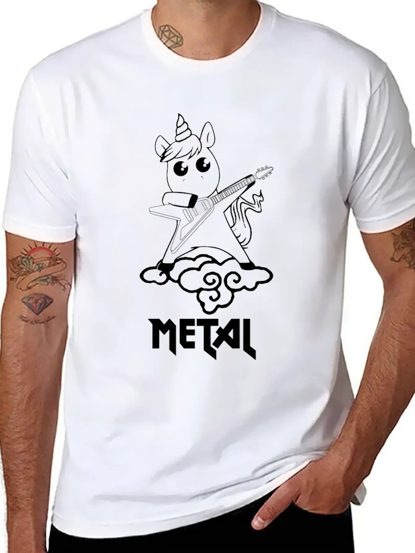 Metal Unicorn - Unicorn Loves Metal Basic Graphic T-Shirt – Daily Comfort In Soft Cotton