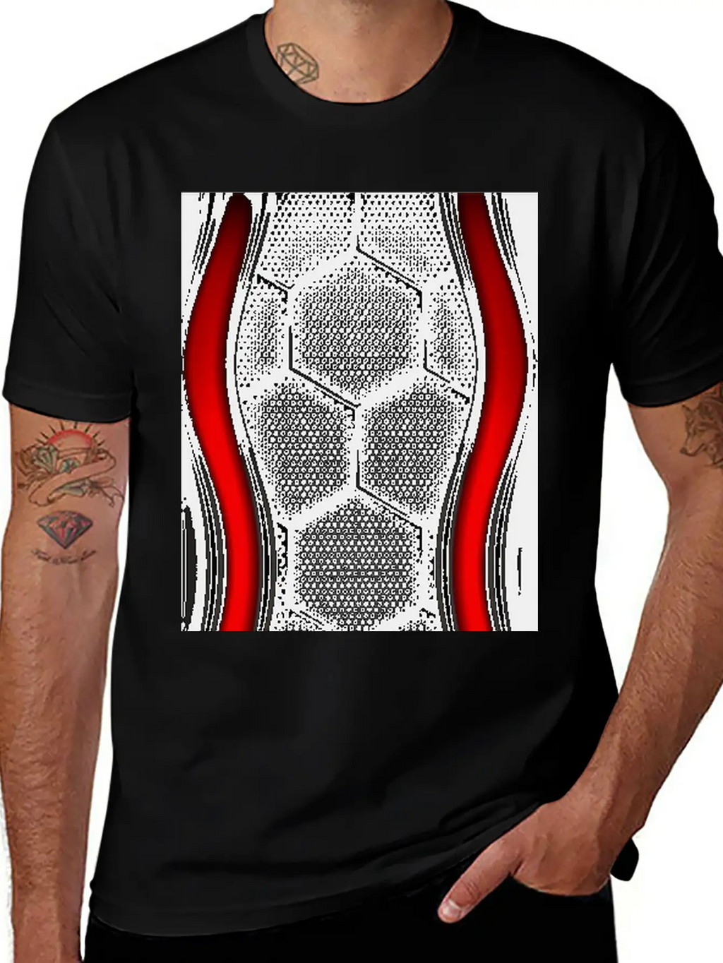 METALLIC LINING WITH EMBROIDERY IN RED Breathable Graphic T-Shirt – Perfect For Casual Days