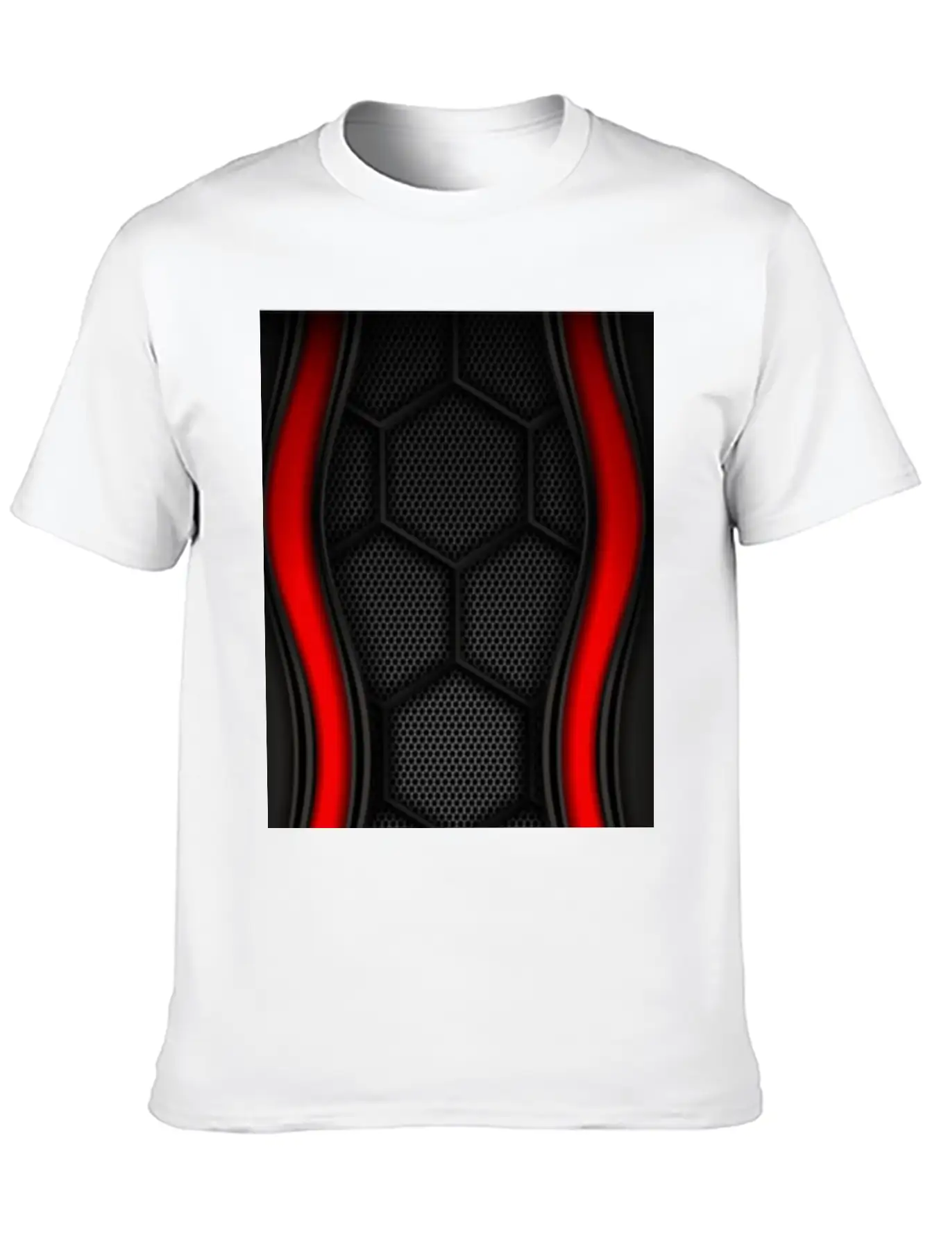 METALLIC LINING WITH EMBROIDERY IN RED Breathable Soft Cotton T-Shirt – Timeless Casual Look