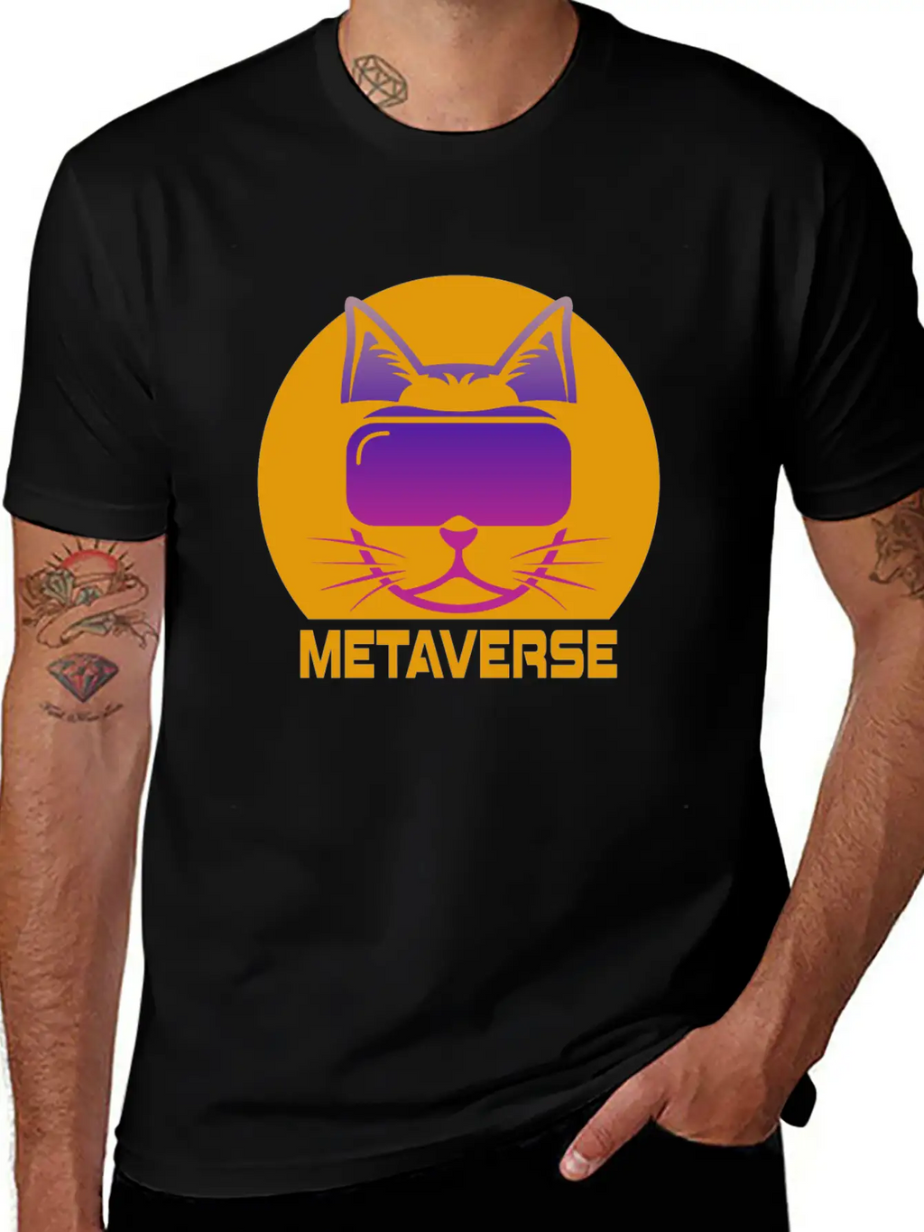 Metaverse Cat Breathable Soft Cotton T-Shirt – Timeless Casual Look