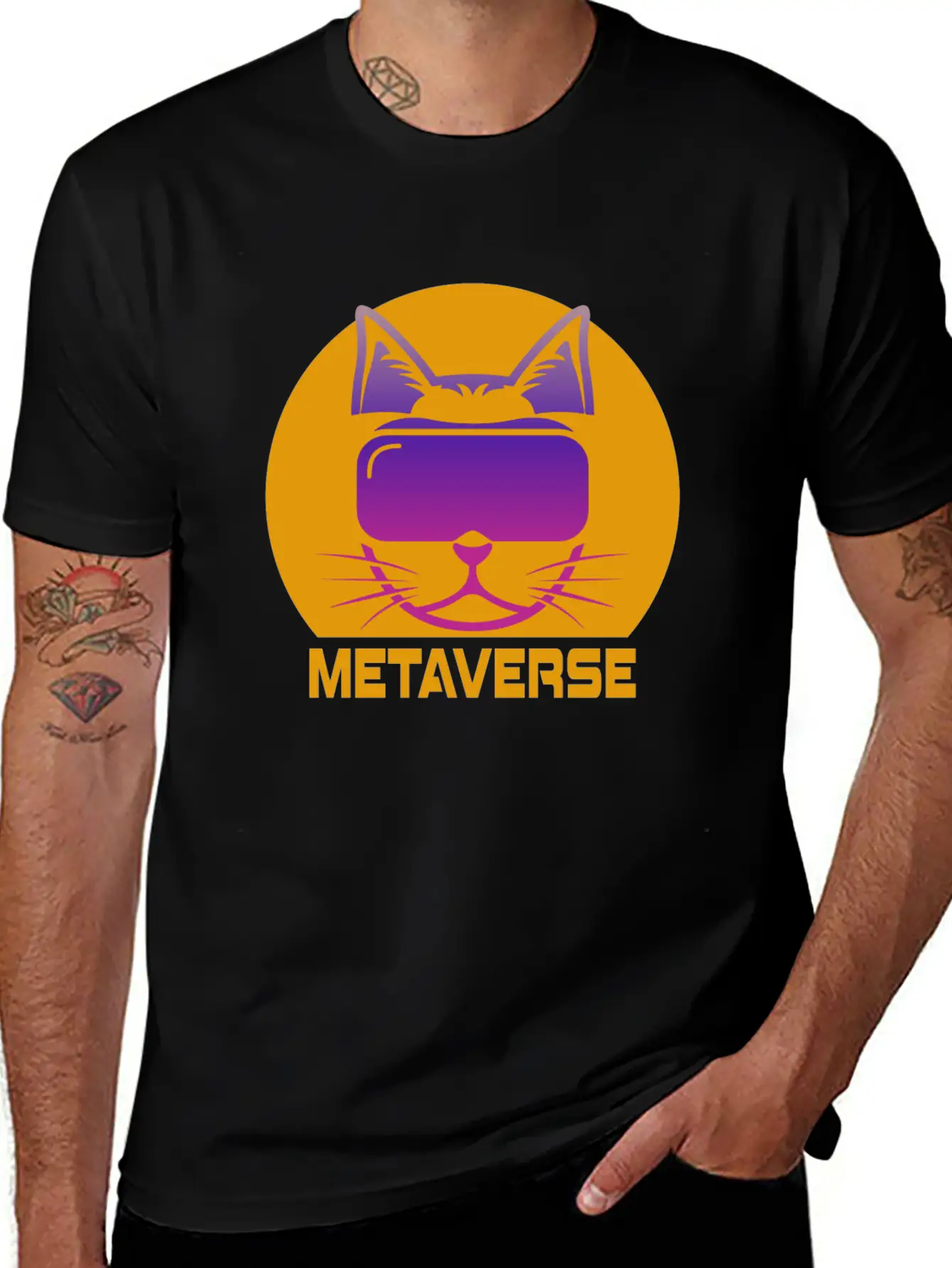 Metaverse Cat Breathable Soft Cotton T-Shirt – Timeless Casual Look