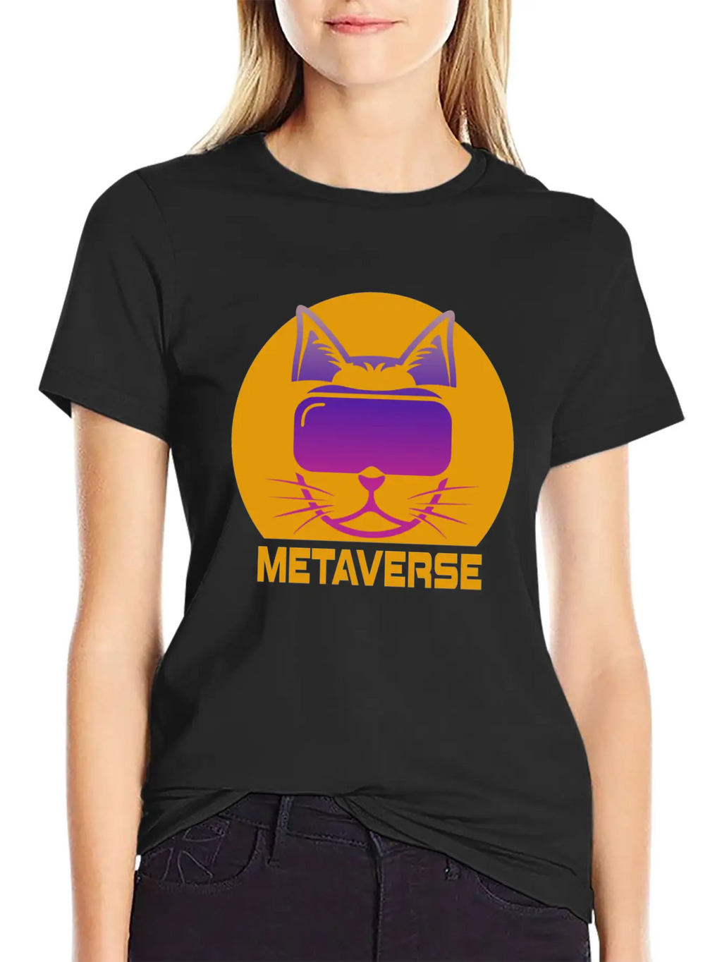 Metaverse Cat Breathable Soft Cotton T-Shirt – Timeless Casual Look