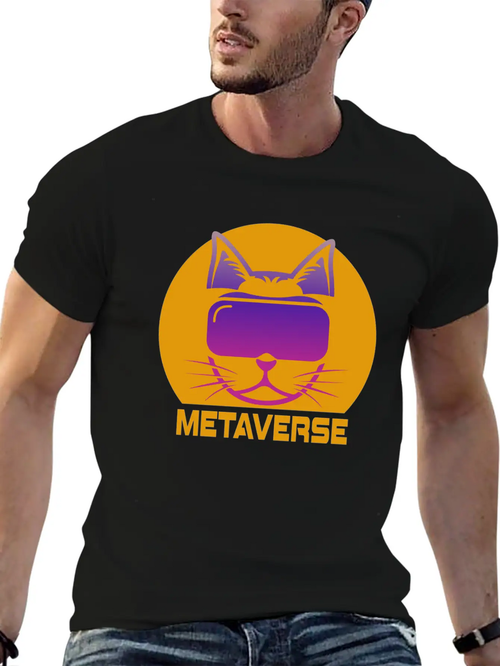 Metaverse Cat Breathable Soft Cotton T-Shirt – Timeless Casual Look