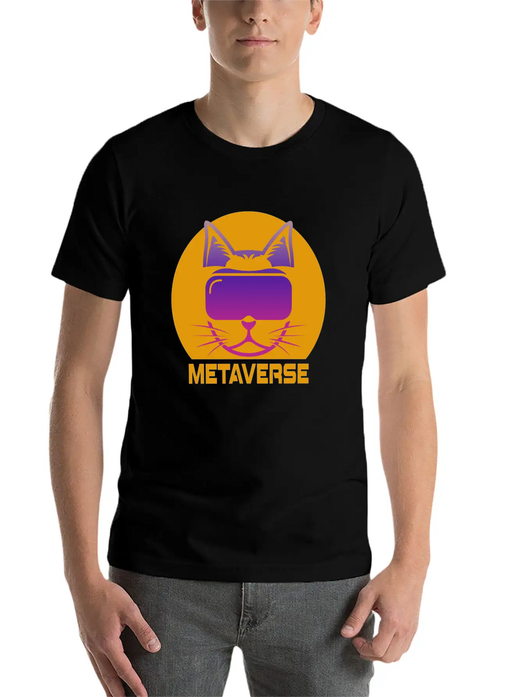 Metaverse Cat Breathable Soft Cotton T-Shirt – Timeless Casual Look
