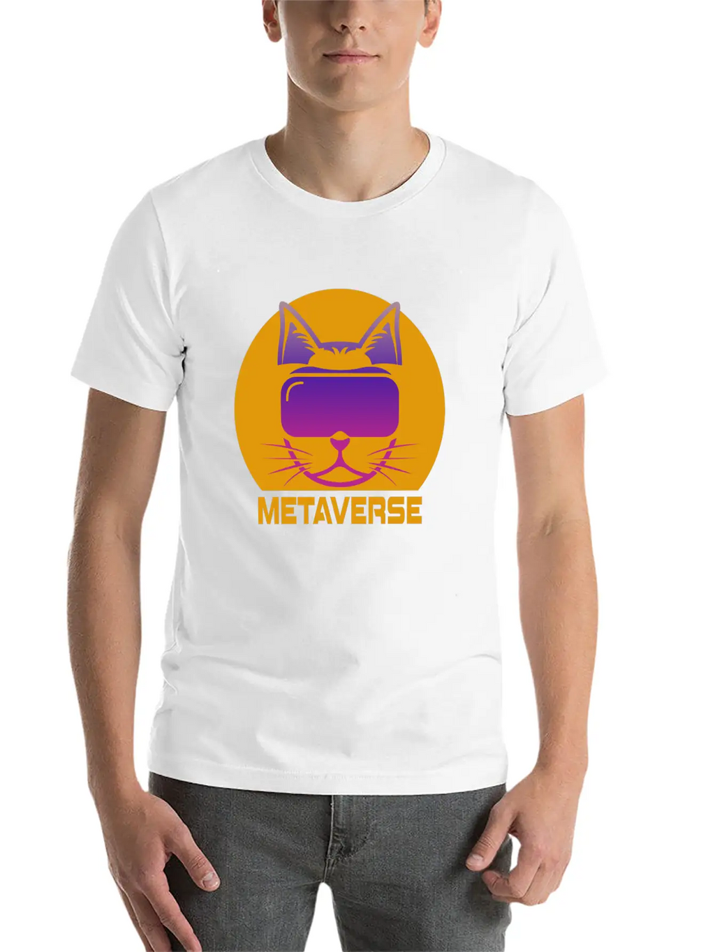 Metaverse Cat Breathable Soft Cotton T-Shirt – Timeless Casual Look