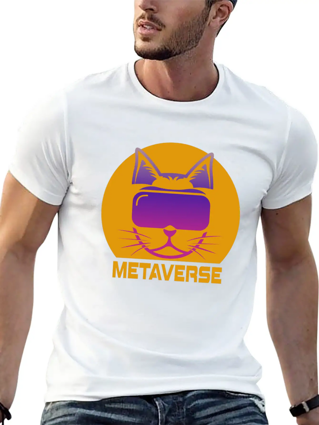 Metaverse Cat Breathable Soft Cotton T-Shirt – Timeless Casual Look