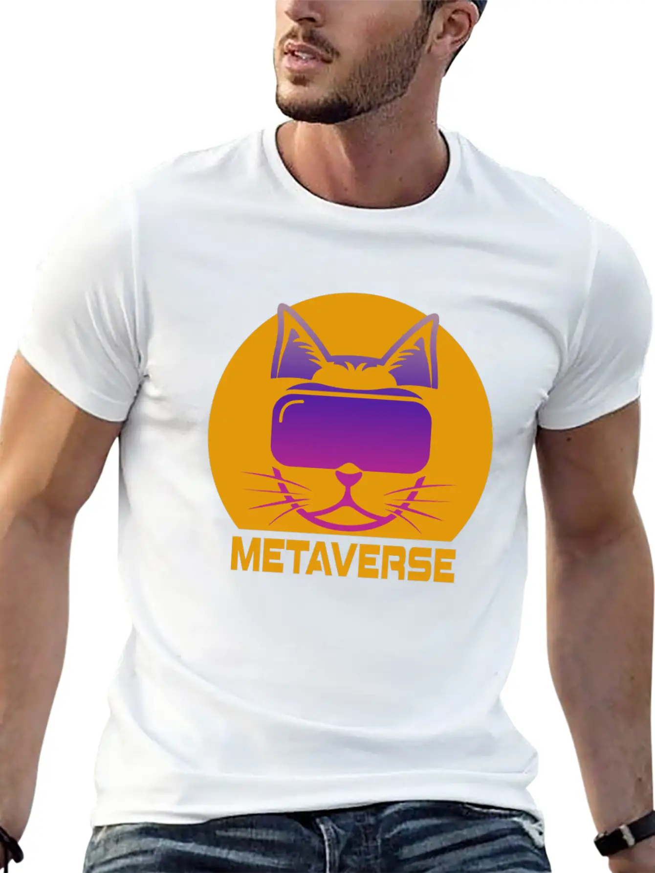 Metaverse Cat Breathable Soft Cotton T-Shirt – Timeless Casual Look