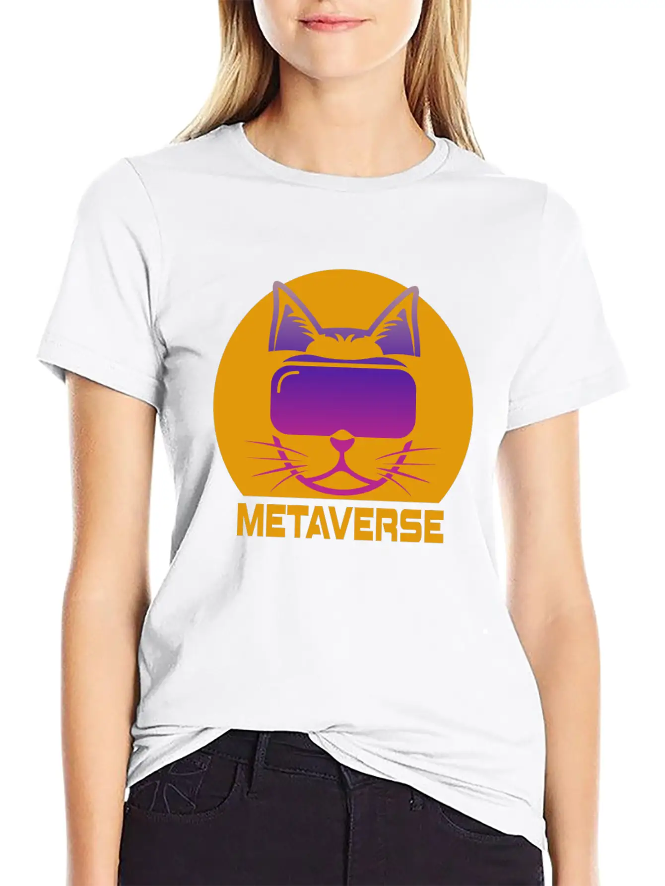 Metaverse Cat Breathable Soft Cotton T-Shirt – Timeless Casual Look