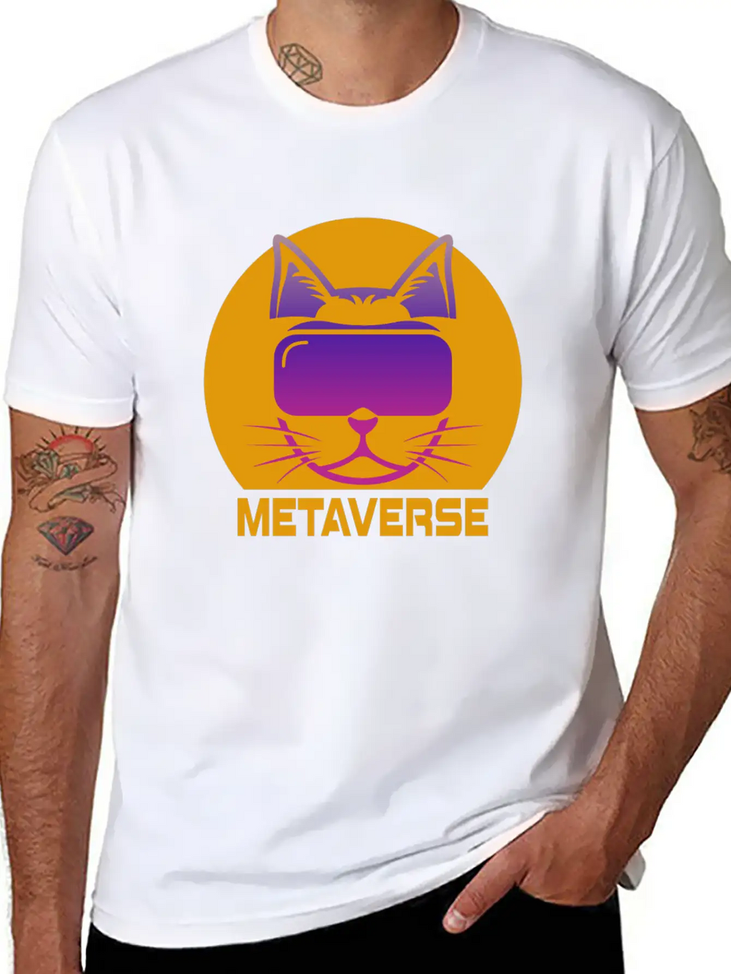 Metaverse Cat Breathable Soft Cotton T-Shirt – Timeless Casual Look