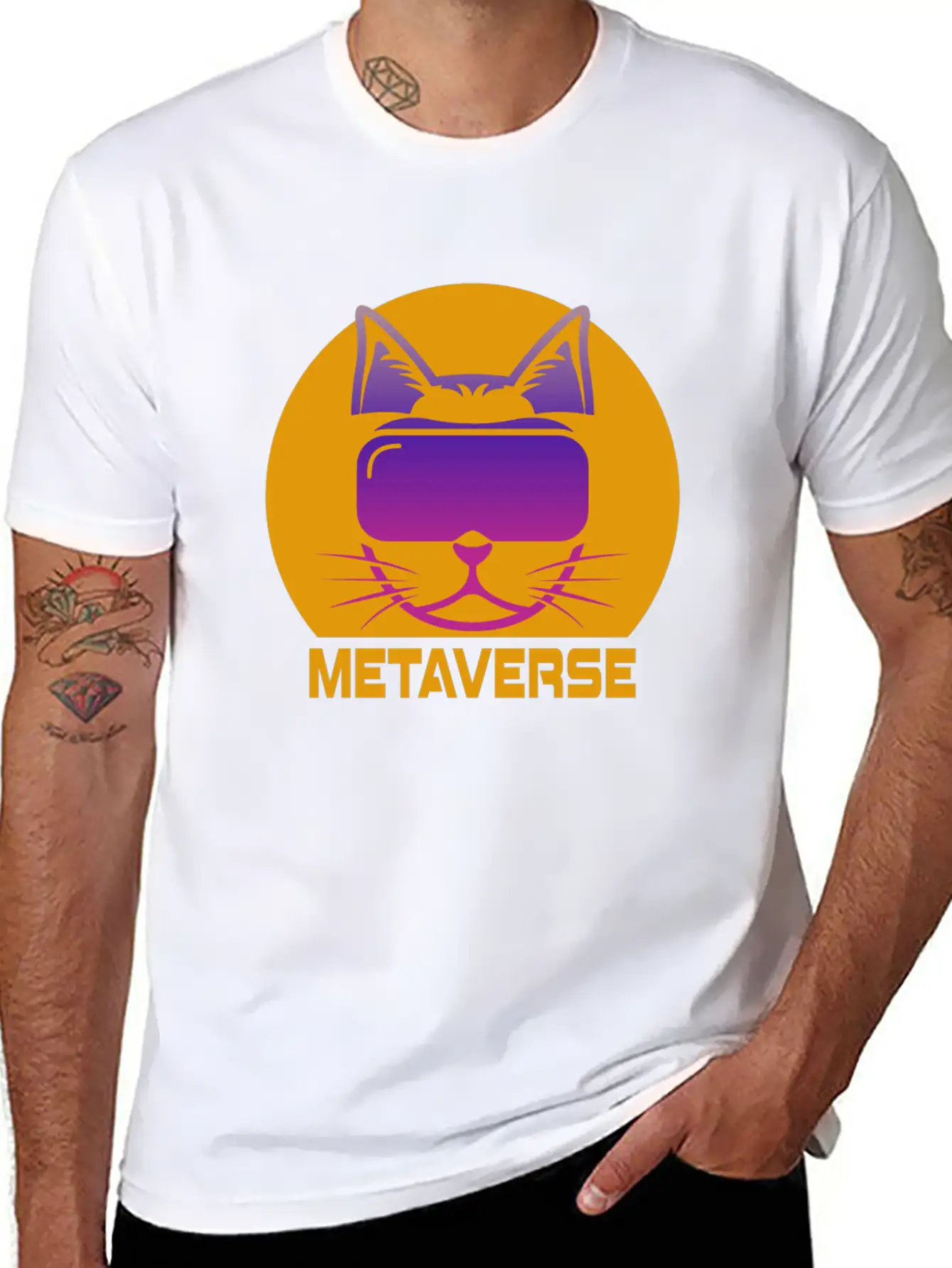 Metaverse Cat Breathable Soft Cotton T-Shirt – Timeless Casual Look