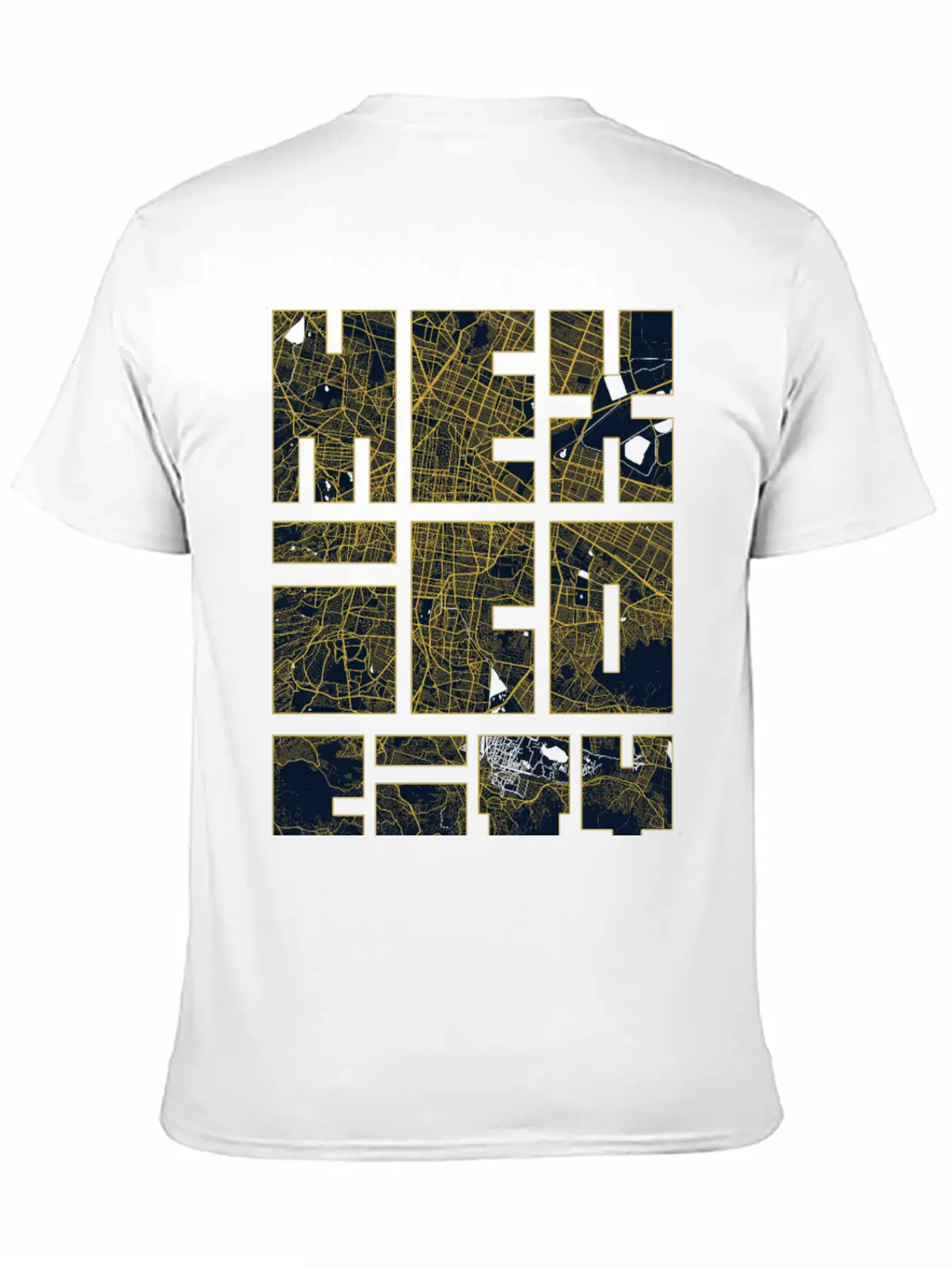 Mexico City Map Typography - Gold Art Deco Classic Cotton Tee – Unisex Comfort For Any Season