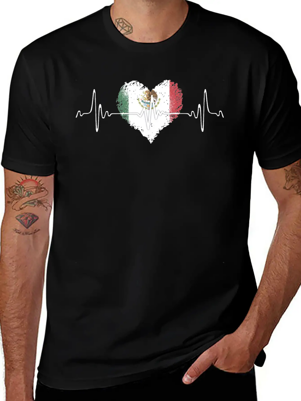 Mexico Heartbeat With The Mexican Flag Relaxed Everyday Tee – Lightweight And Durable Cotton
