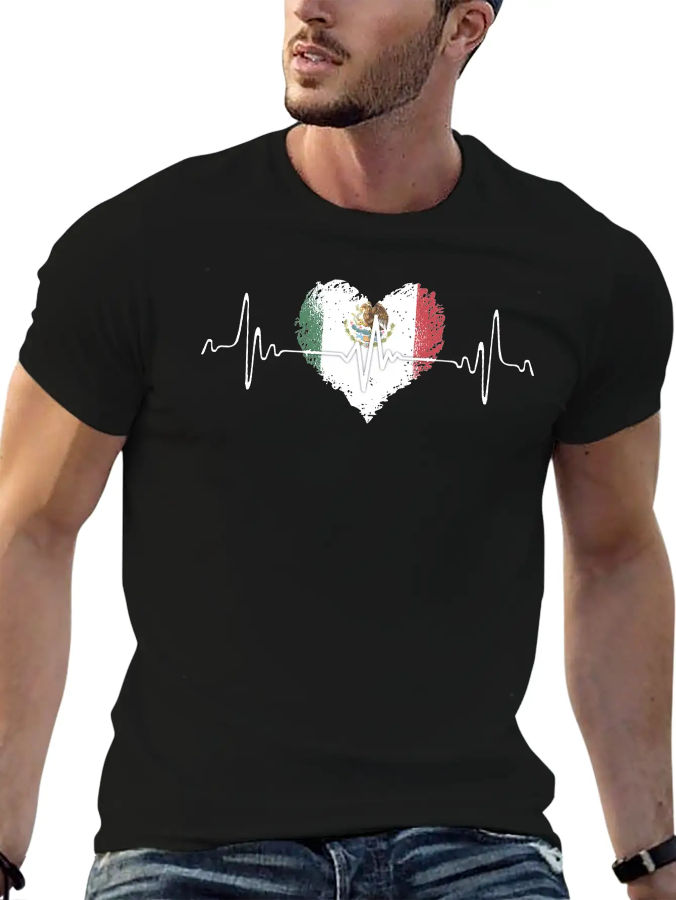 Mexico Heartbeat With The Mexican Flag Relaxed Everyday Tee – Lightweight And Durable Cotton